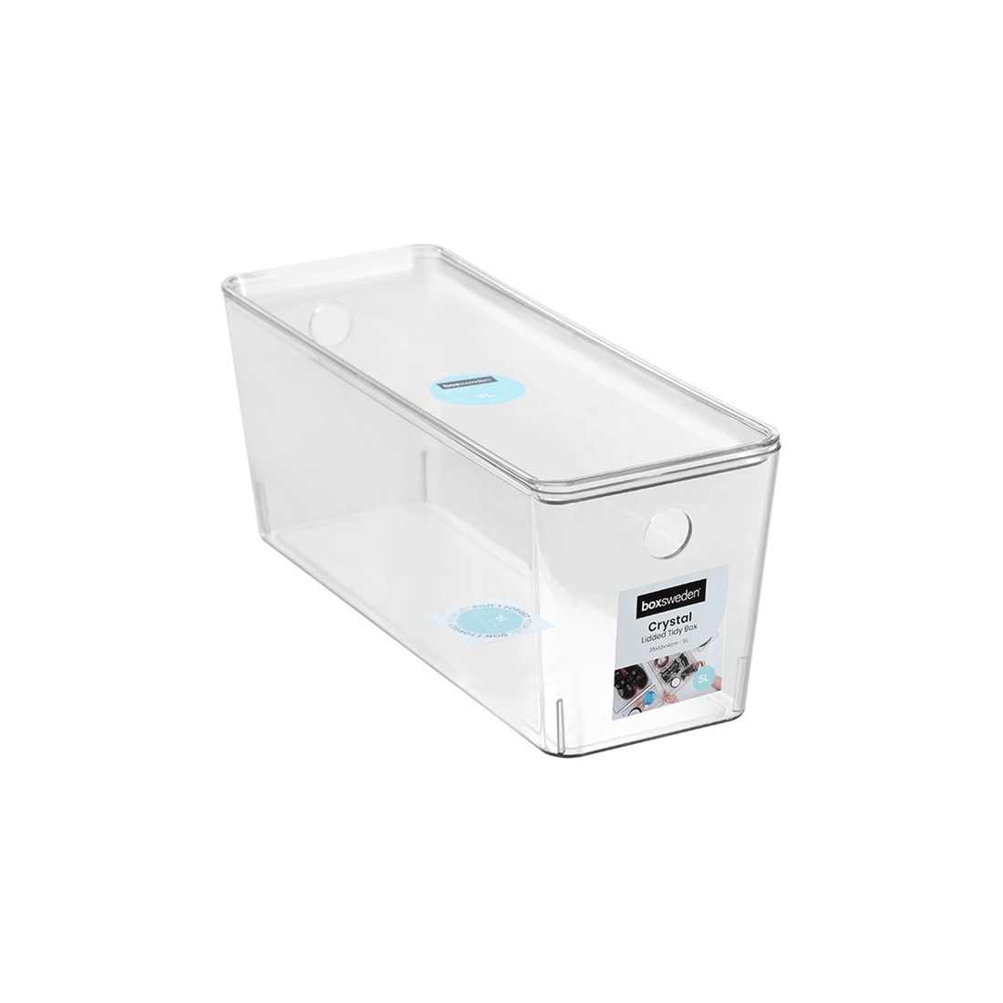 1 Boxsweden Crystal Tidy Box Container W Lid 5L 35cm Lidded Storage Organiser
 - plain, 1 of 5