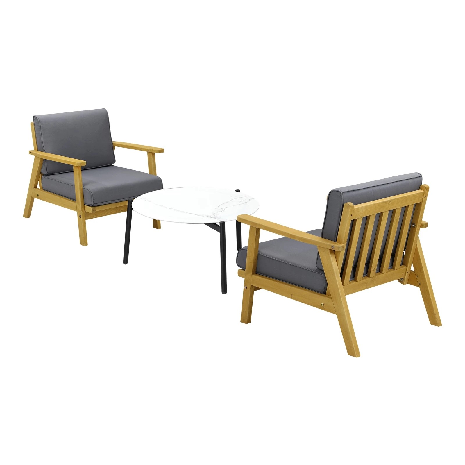 8 Livsip Outdoor Lounge Set 3PCS Patio Furniture Sets 70cm White Coffee Side Table - Multi, 8 of 9