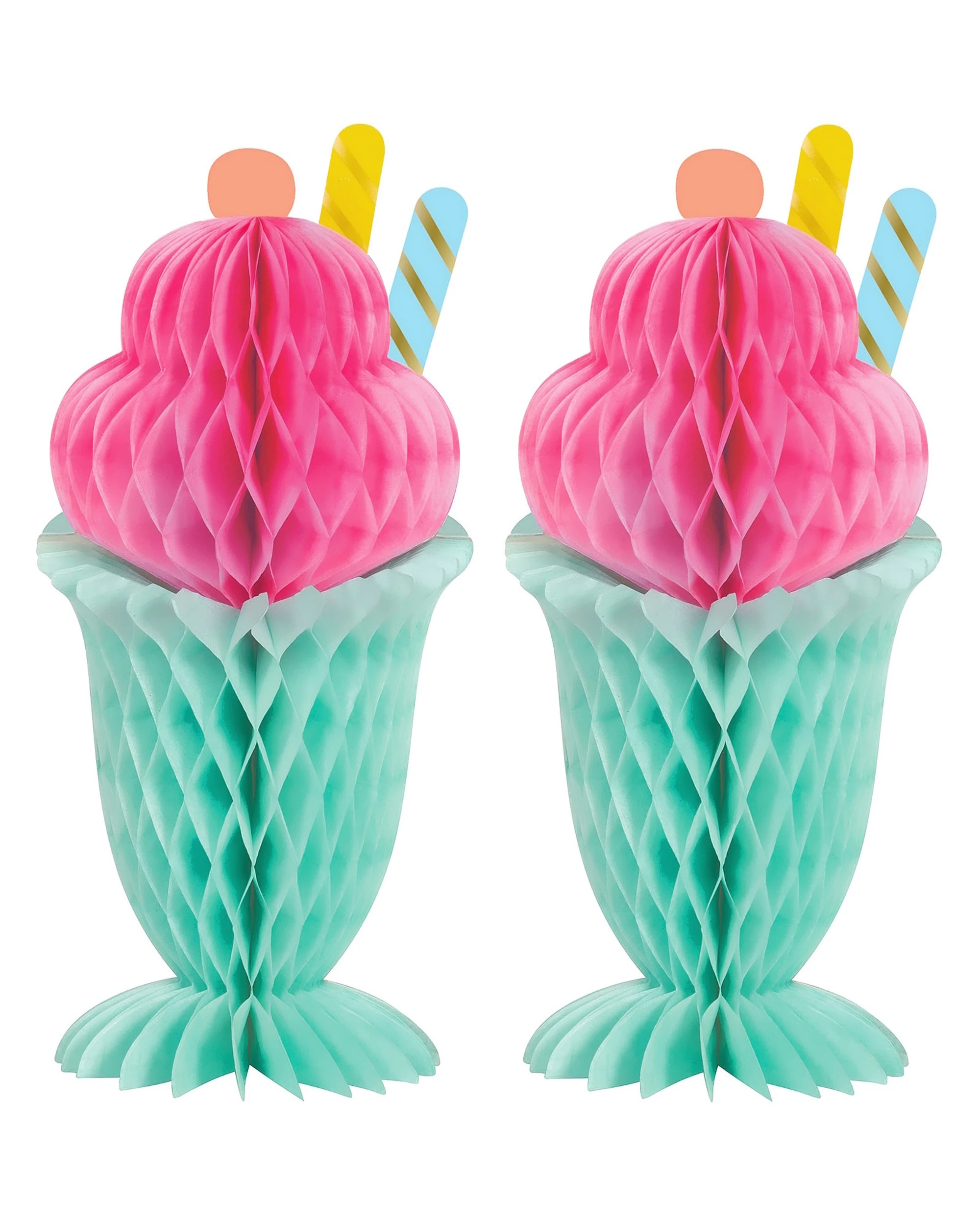 1 Unique Pastel Ice Cream Sundae Honeycomb Centrepieces Pack of 2, 1 of 1