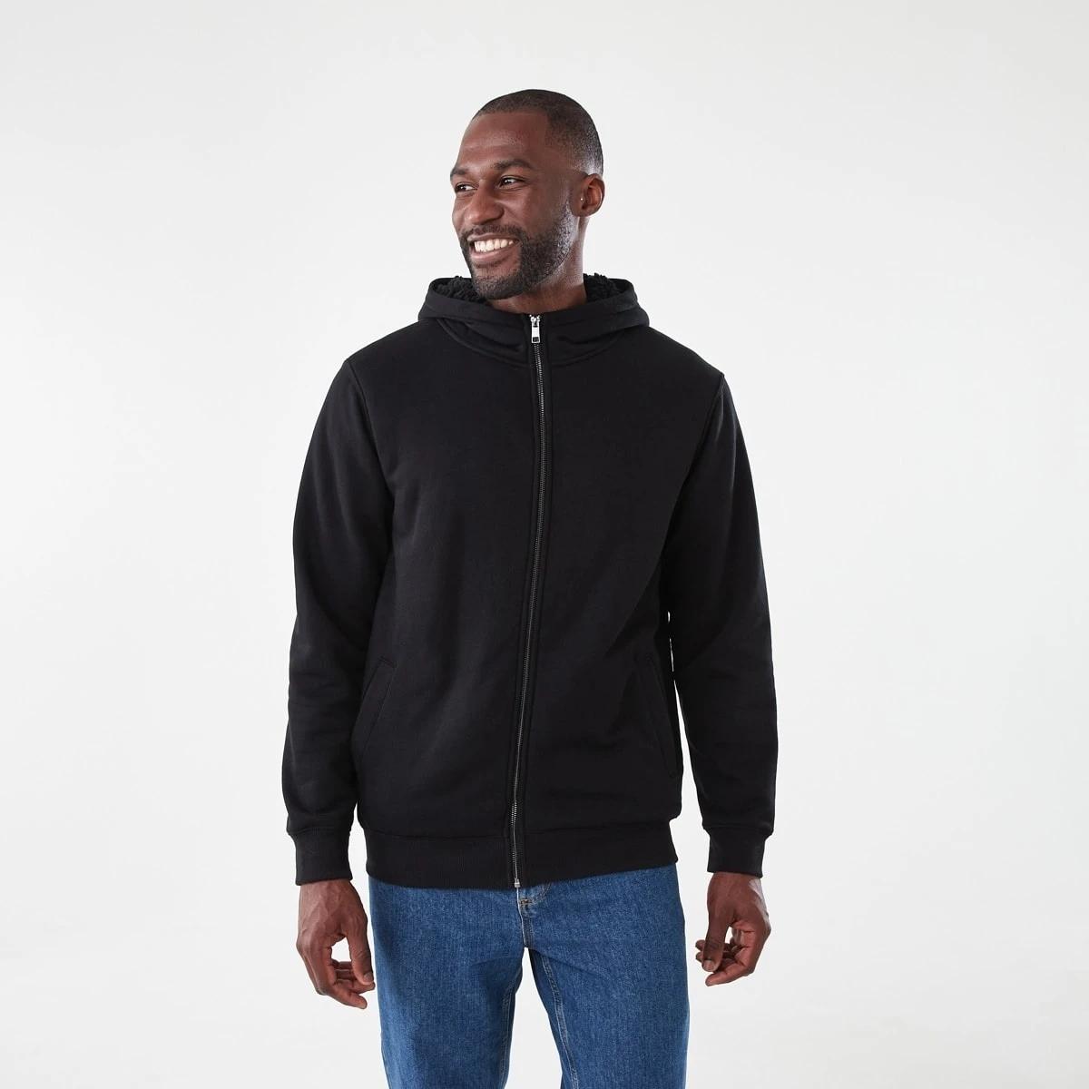 2 Sherpa Lined Zip Through Hoodie Black, 2 of 7