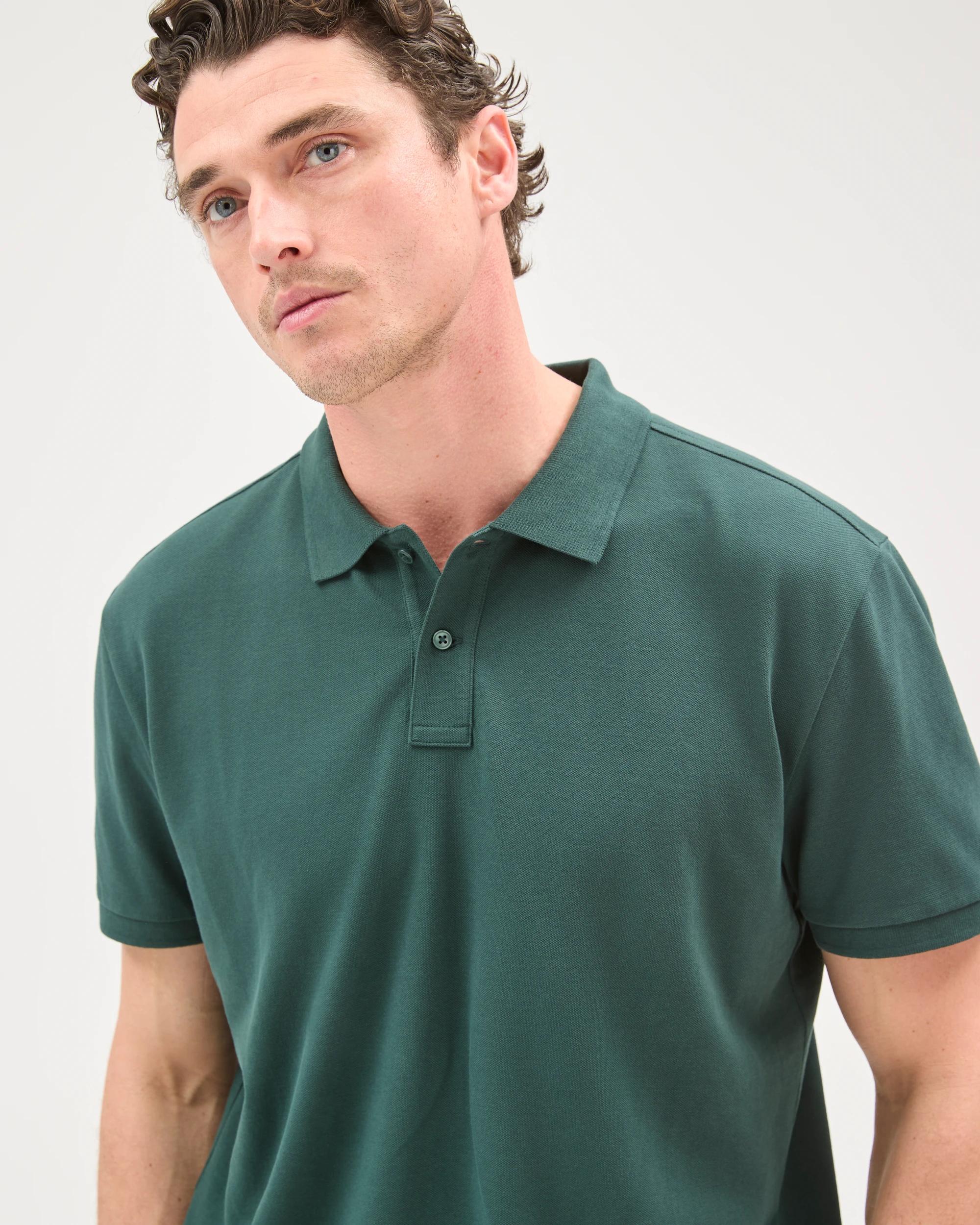 5 Target Man Australian Cotton Short Sleeve Polo Top HUNTER GREEN, 5 of 6