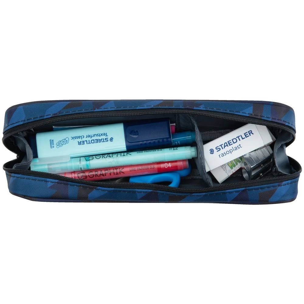 2 Liht Lab Twin Zip Multi Compartment Pencil Case Navy Camo, 2 of 4