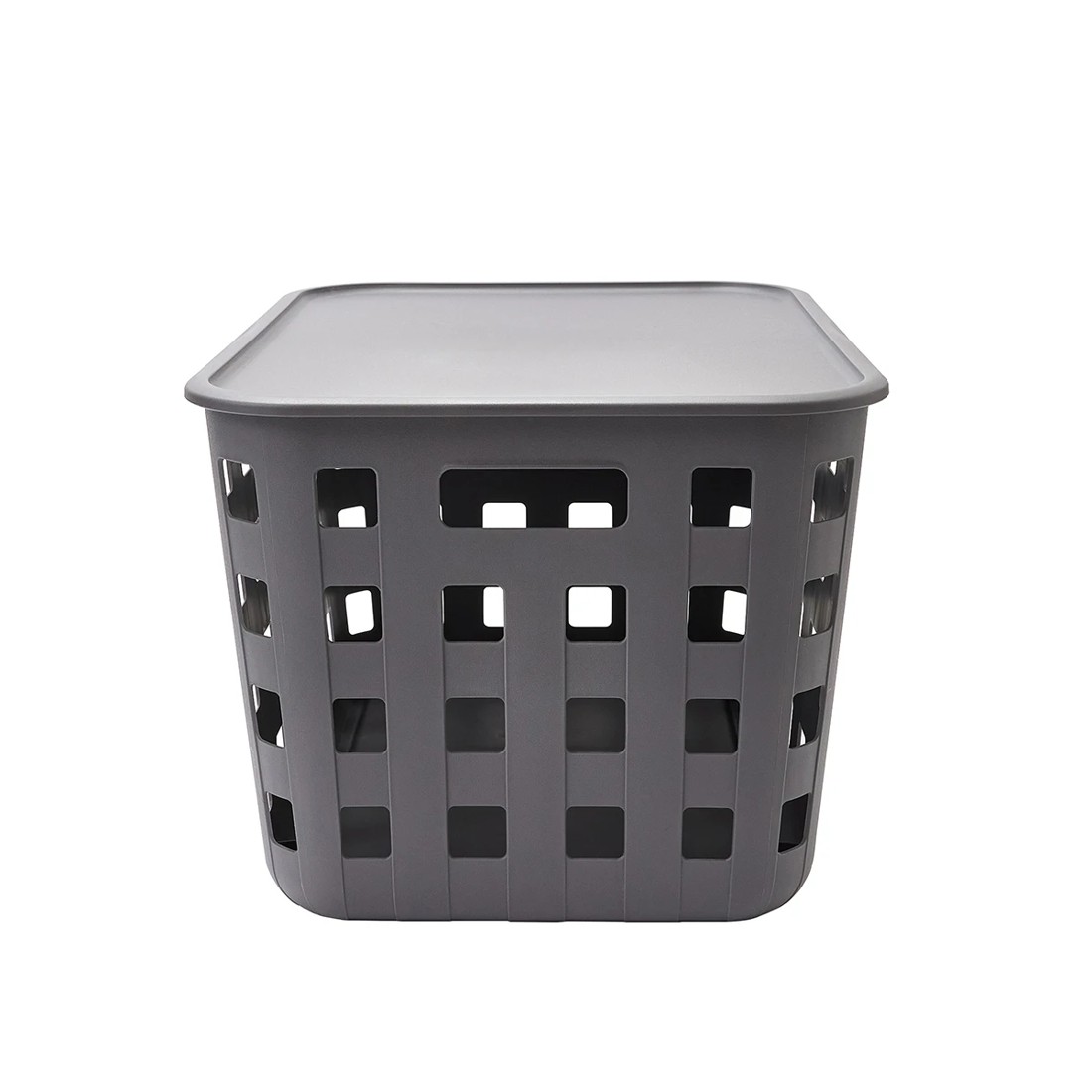 3 45L Rectangle Trellis Basket with Lid - Charcoal, 3 of 8