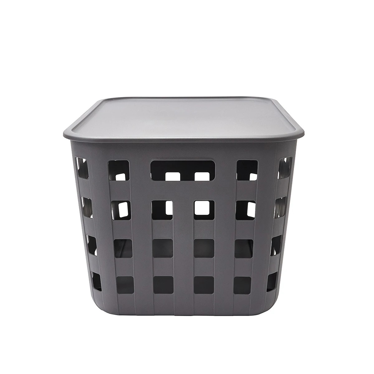 3 45L Rectangle Trellis Basket with Lid - Charcoal, 3 of 8