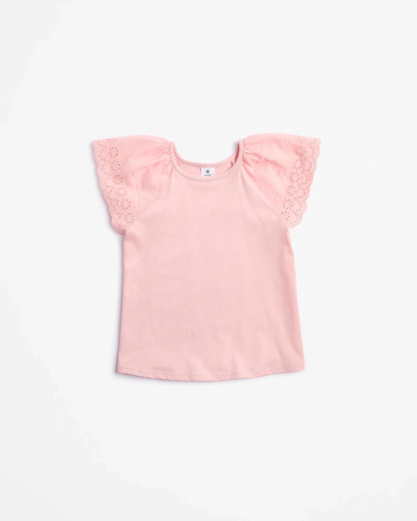 3 Target Australian Cotton Broderie T-shirt 2 Pack PINK + WHITE, 3 of 4