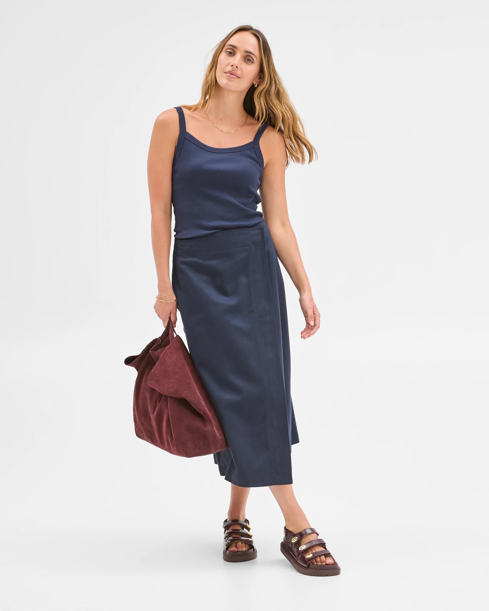 2 Target Woman Wrap Midi Skirt NAVY BLAZER, 2 of 5