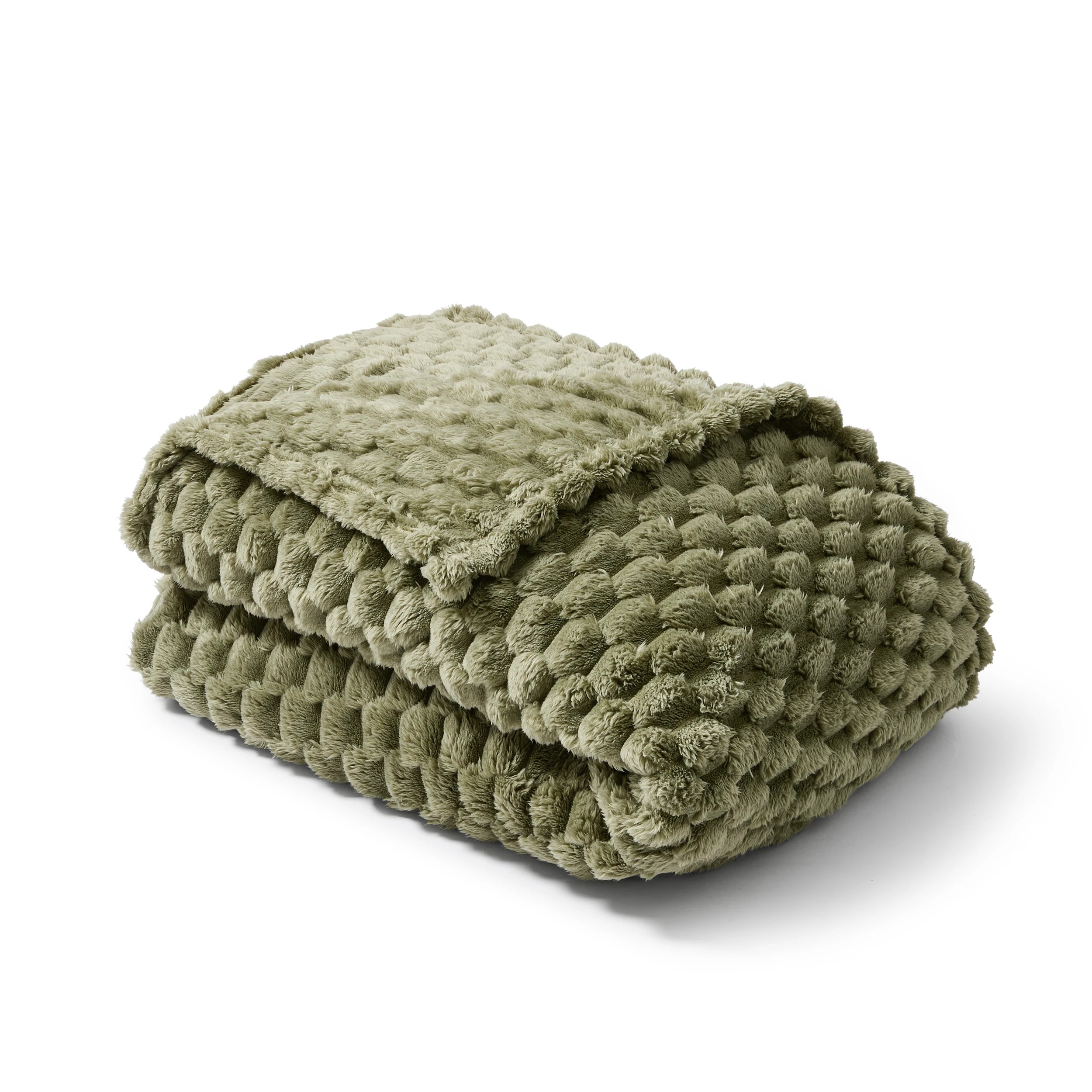 1 Plush Jacquard Blanket - Queen/King Bed, Green, 1 of 6