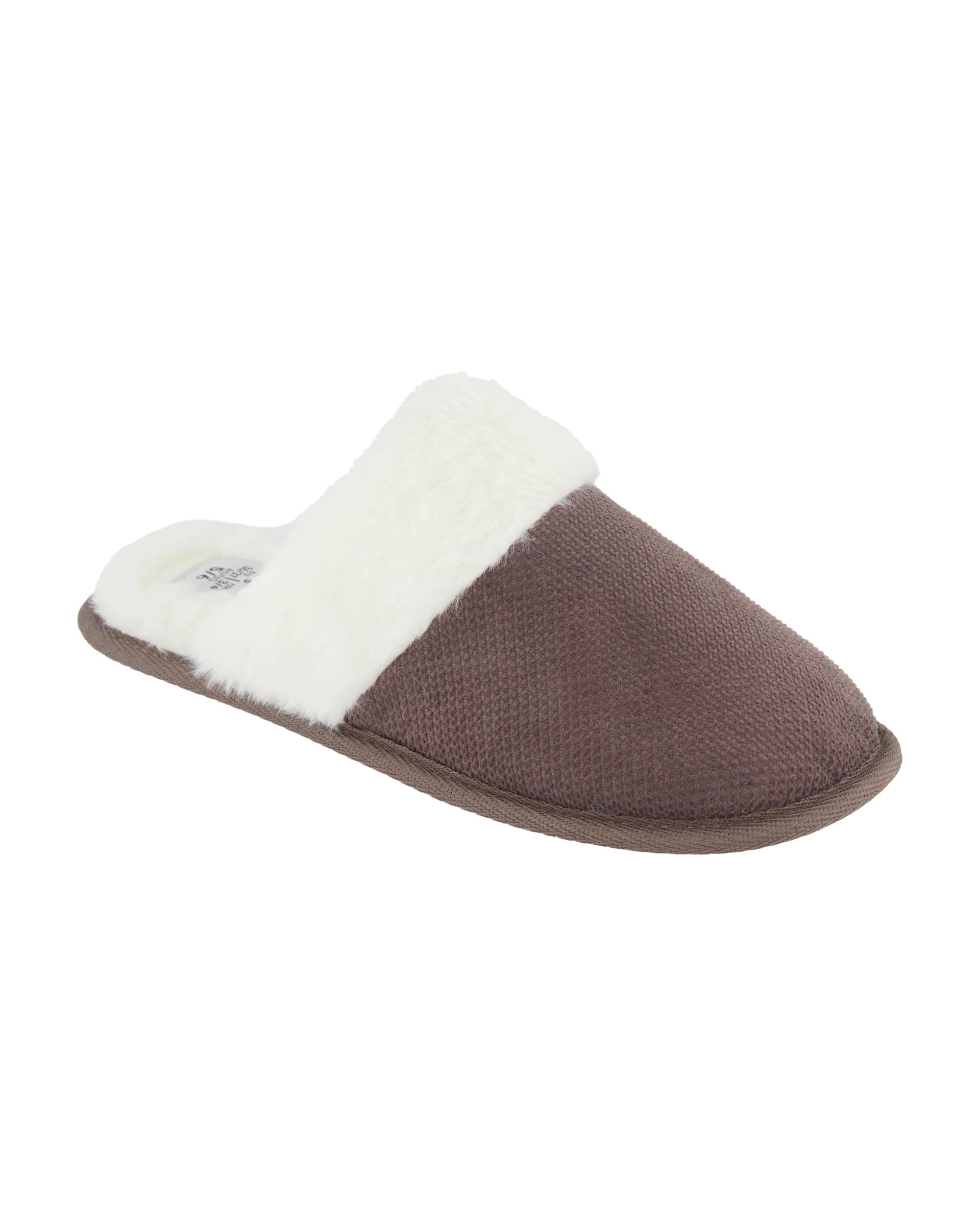 1 Corduroy Slipper Scuffs Taupe Brn, 1 of 3