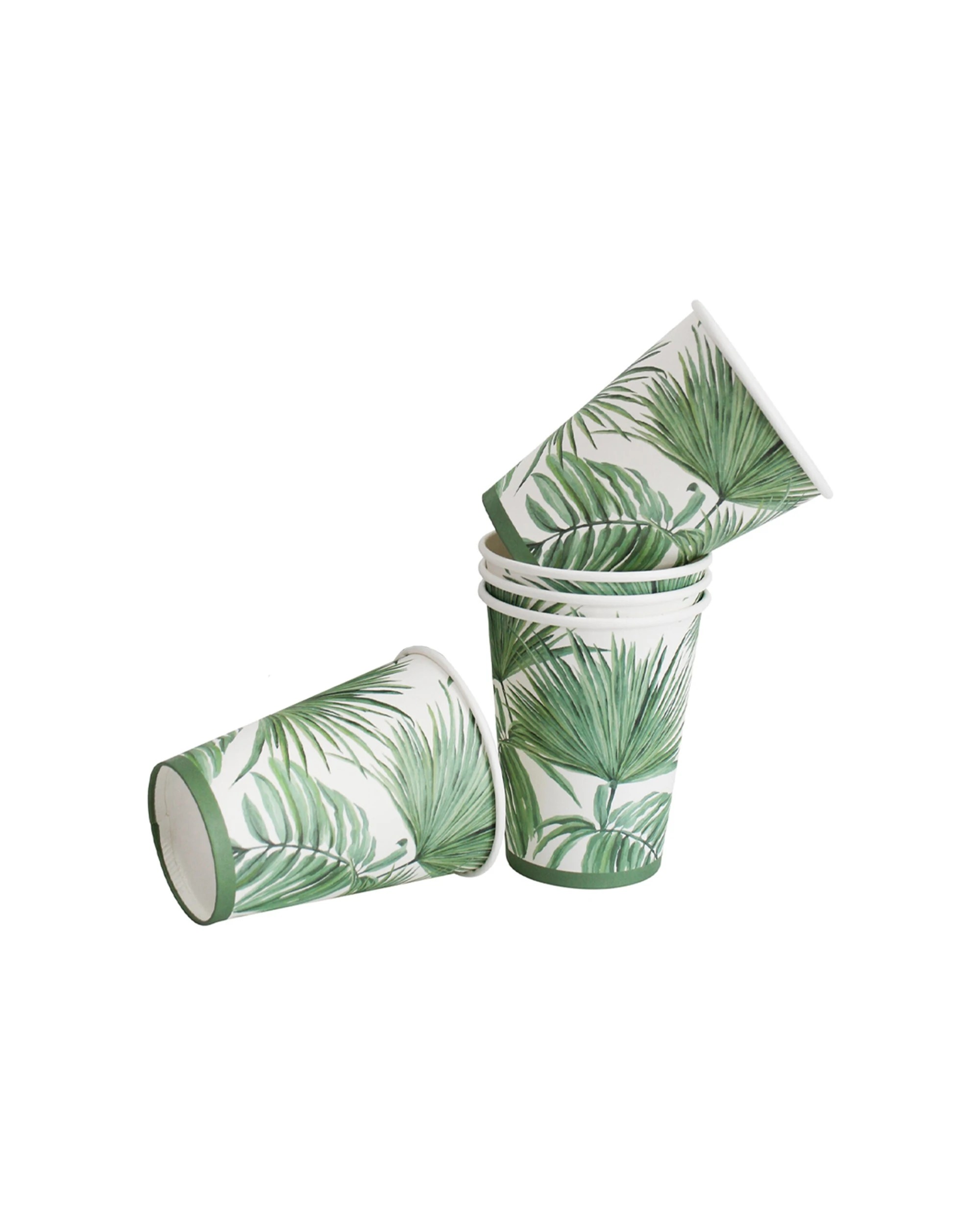 1 20pc Round 11cm Disposable Paper Cup Dinner Party Drinkware Tropics Trees Green
 - Green, 1 of 3