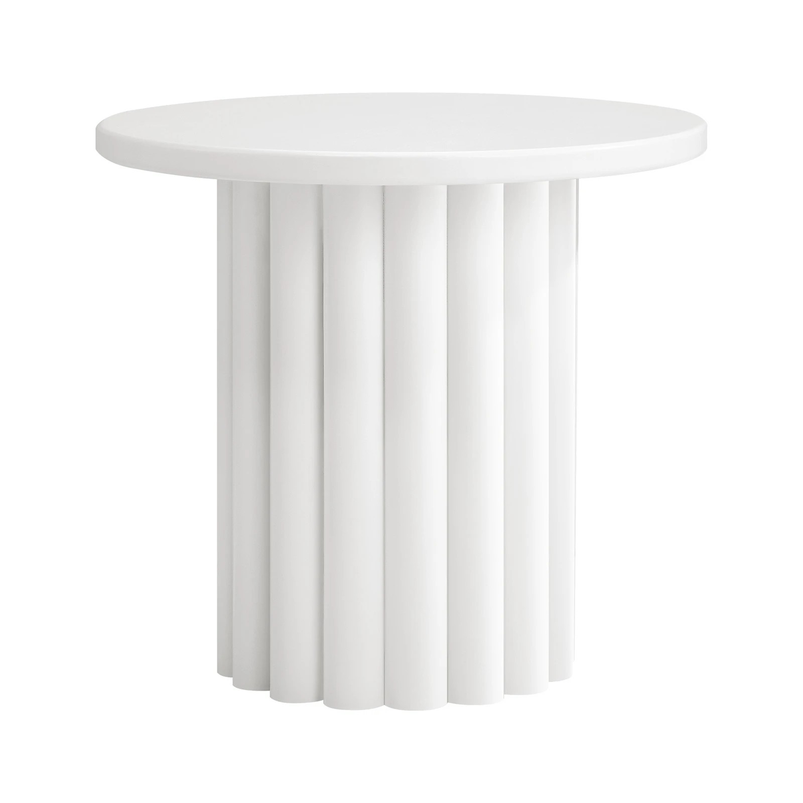 1 Oikiture Coffee Table Side End Tables Sofa Desk Bedside Nightstand Round
 - White, 1 of 10