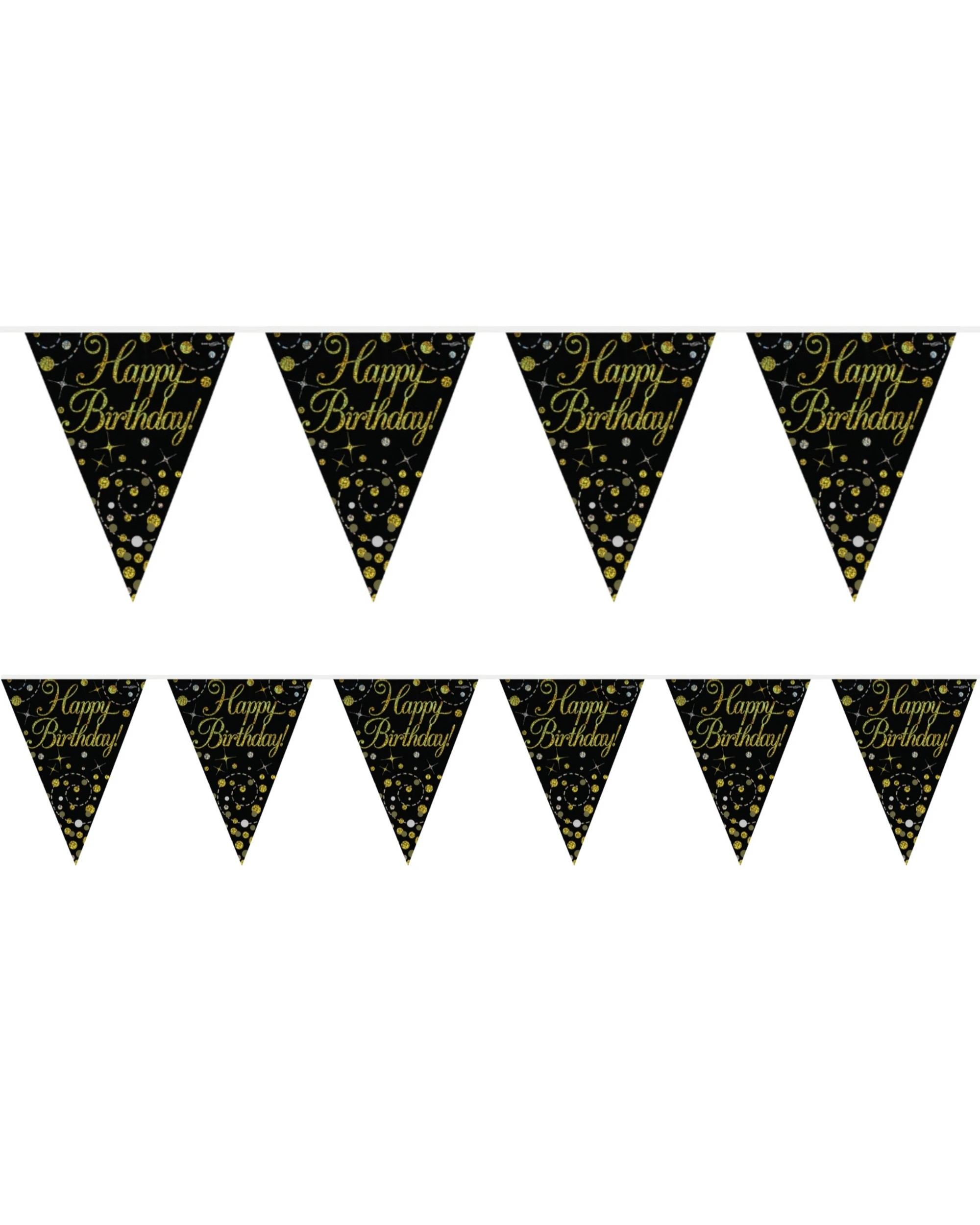 1 Alpen Sparkling Fizz Black and Gold Happy Birthday Flag Banner, 1 of 2