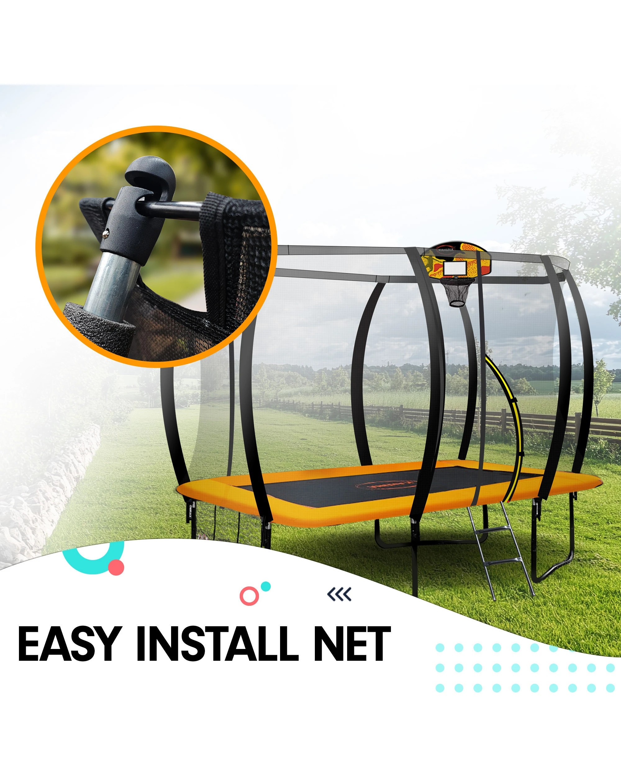 4 Kahuna 6 ft x 9 ft Rectangular Outdoor Trampoline - Orange - Orange, 4 of 10