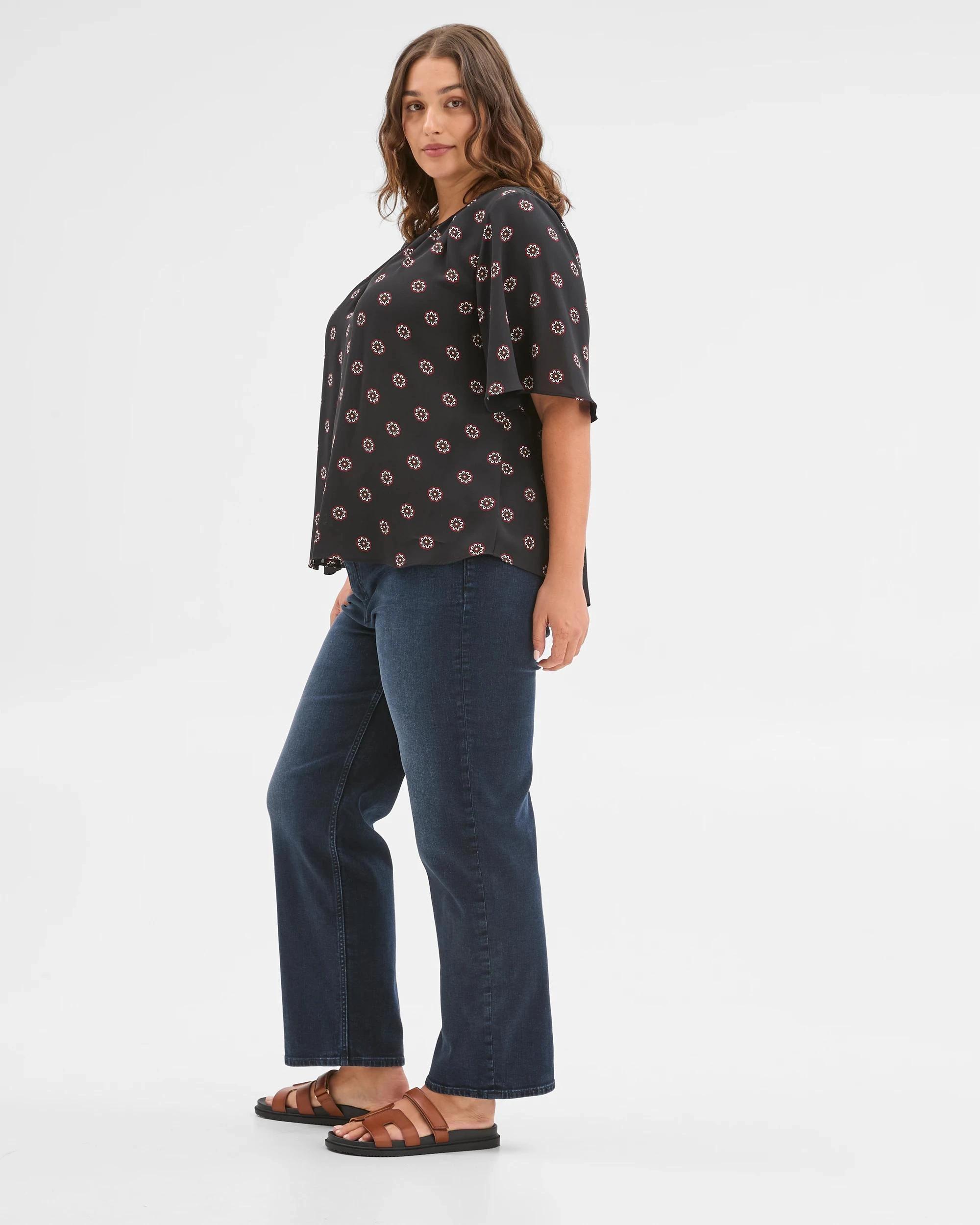 3 Target Curve Plus Size Ella Short Sleeve Blouse DITSY FLORAL, 3 of 6