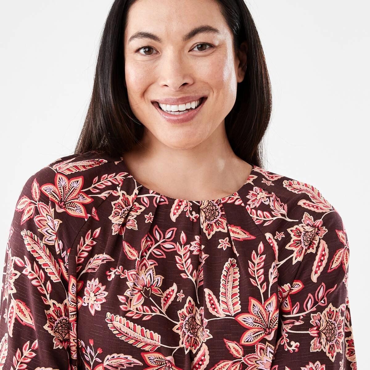 4 Short Sleeve Tuck Top CHINTZ WARM MULBERRY, 4 of 6
