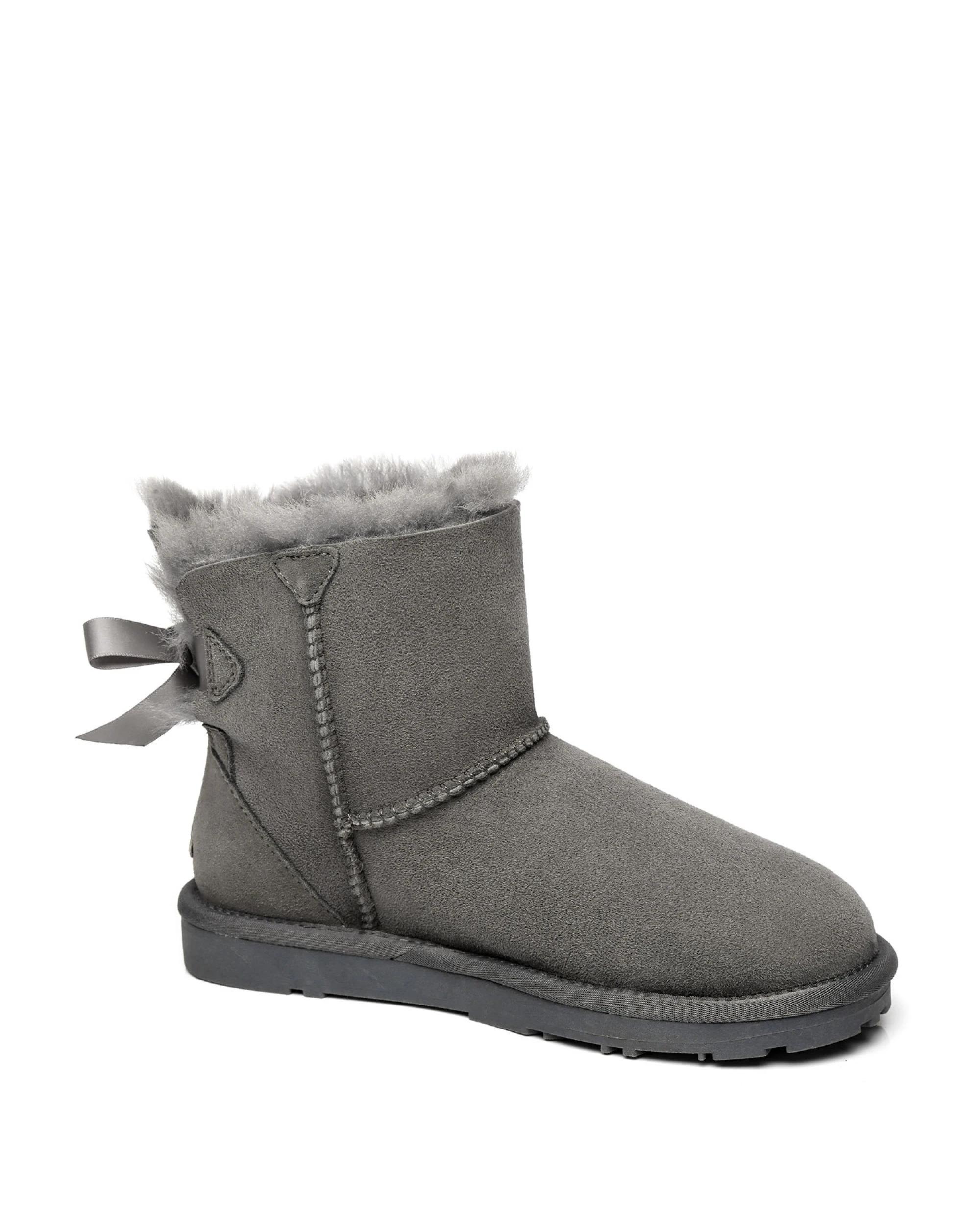 2 Everau Womens Mini Back Bow UGG Boots GREY, 2 of 5