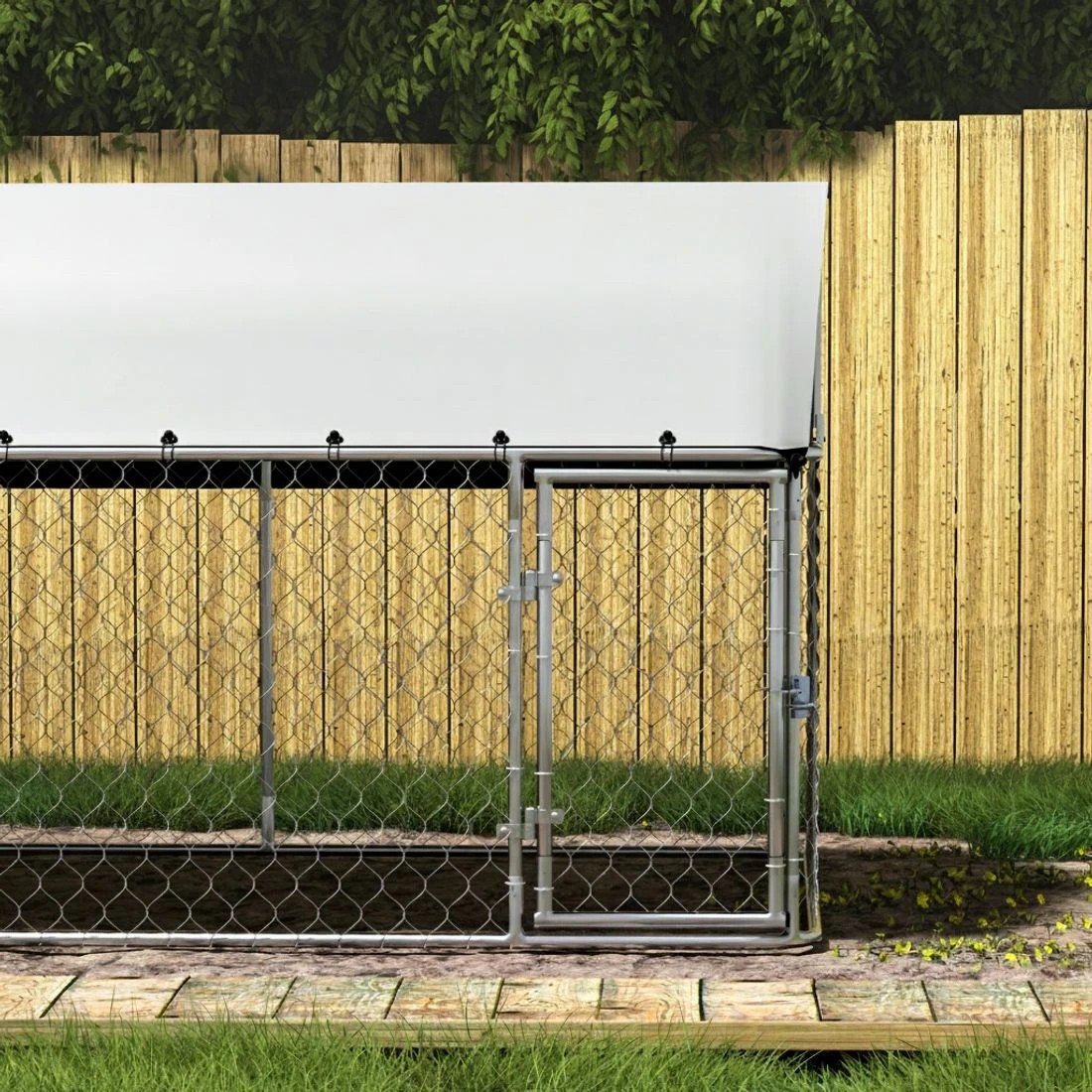 4 i.Pet Dog Kennel Large House XL Pet Run Cage Puppy Outdoor Enclosure 2Mx4M - Silver, 4 of 6