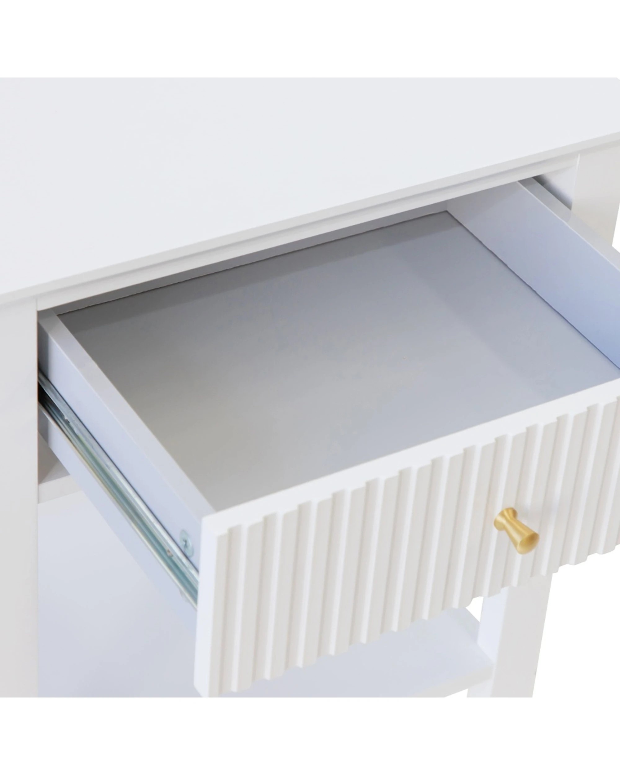 6 Alpine Bay Zara Fluted Bedside Table 1 Drawer - White, 6 of 8