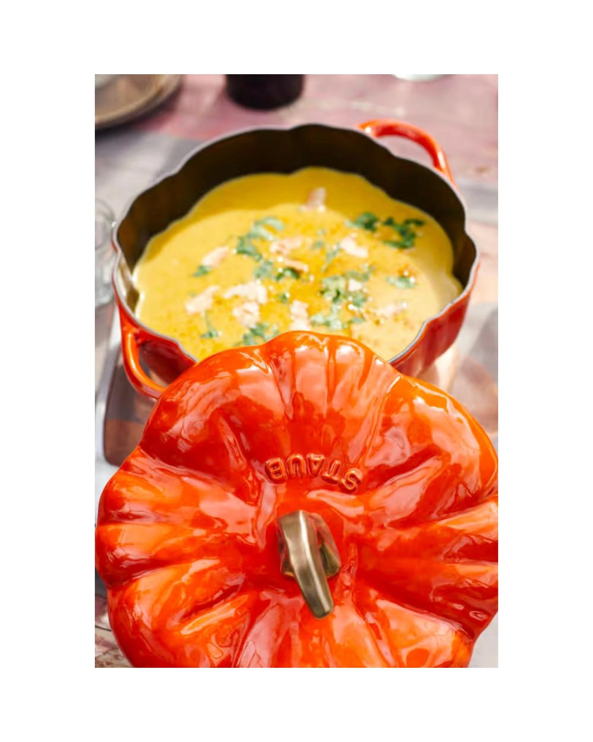 5 Staub Enamelled Cast Iron Pumpkin Cocotte 24cm  3.45L  Cinnamon - Orange, 5 of 7