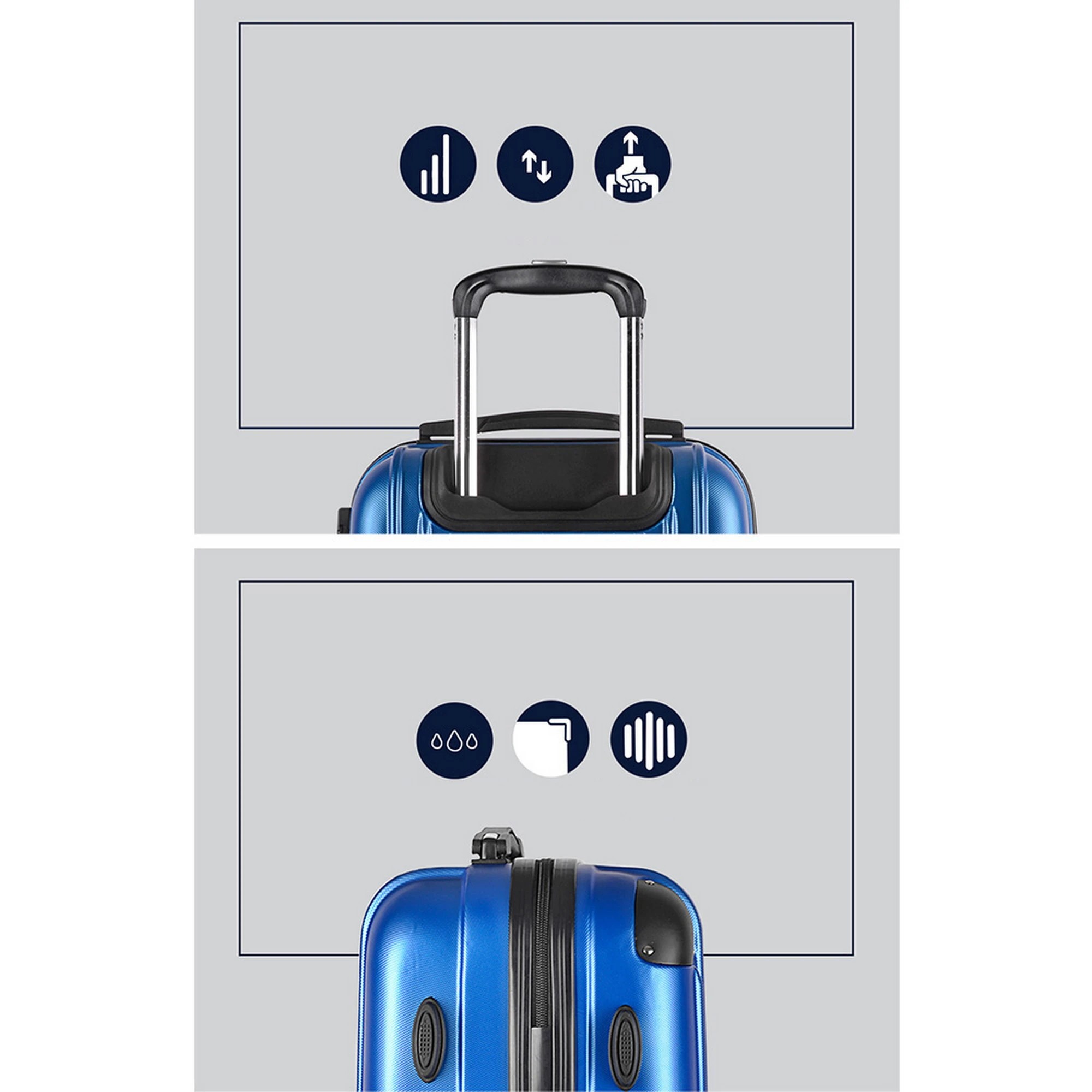 2 Wanderlite 3pcs Luggage Trolley Set Travel Suitcase Hard Case Carry On Bag - Blue, 2 of 5