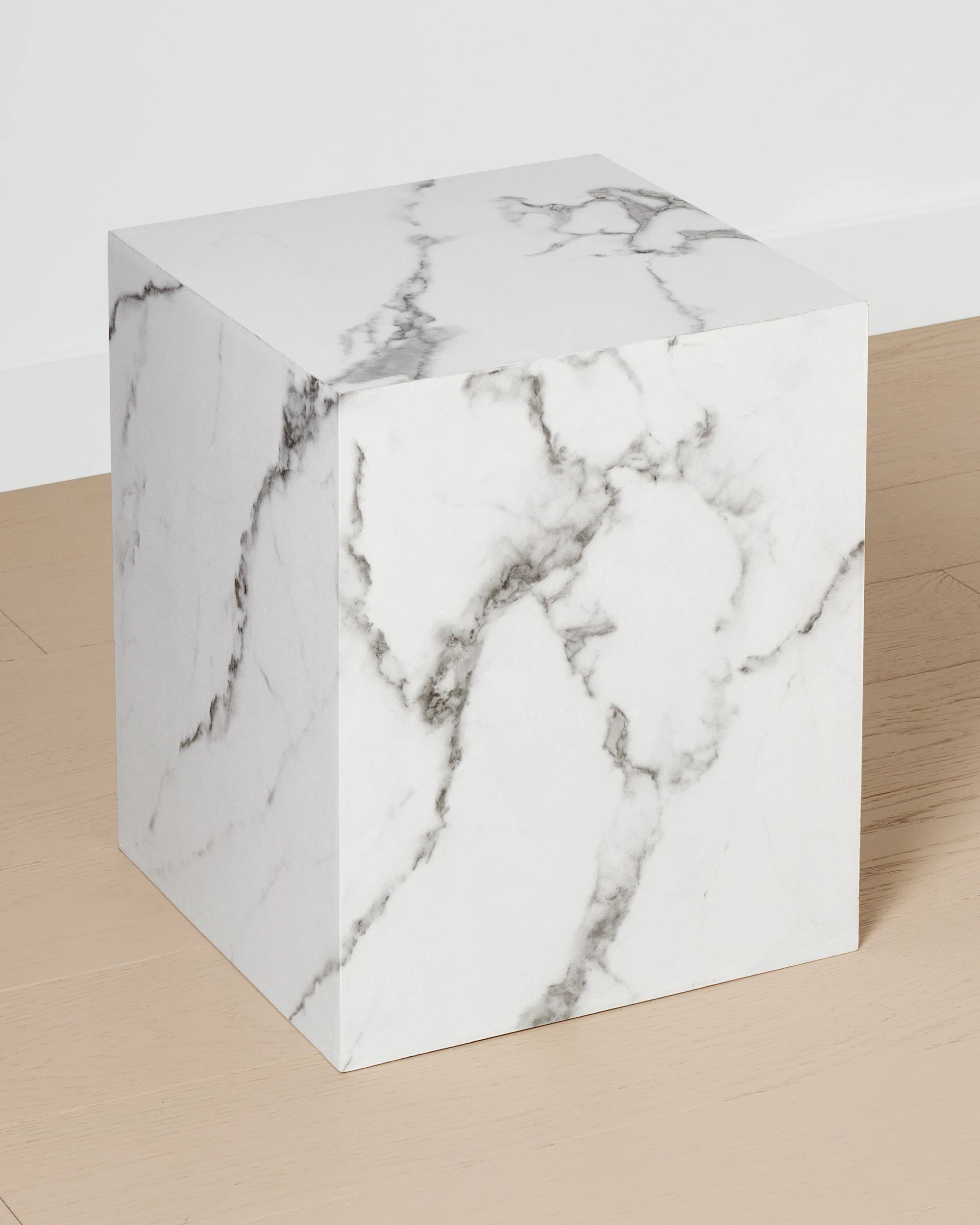 1 White Marble Look Side Table, 1 of 5