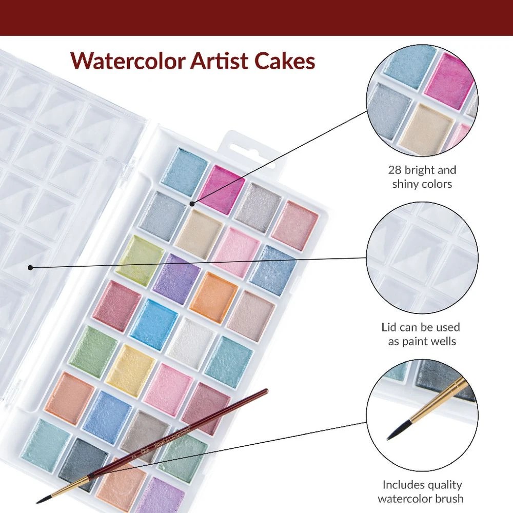 6 Royal & Langnickel Pearlescent Watercolour Cake Set, 6 of 7