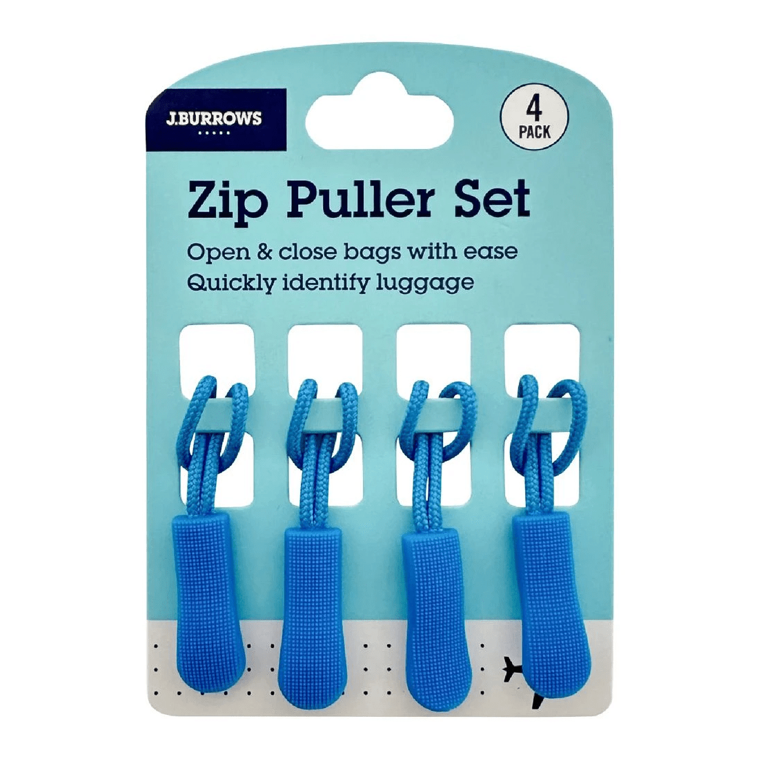 1 J.Burrows Zip Pullers 4 Pack Blue, 1 of 3