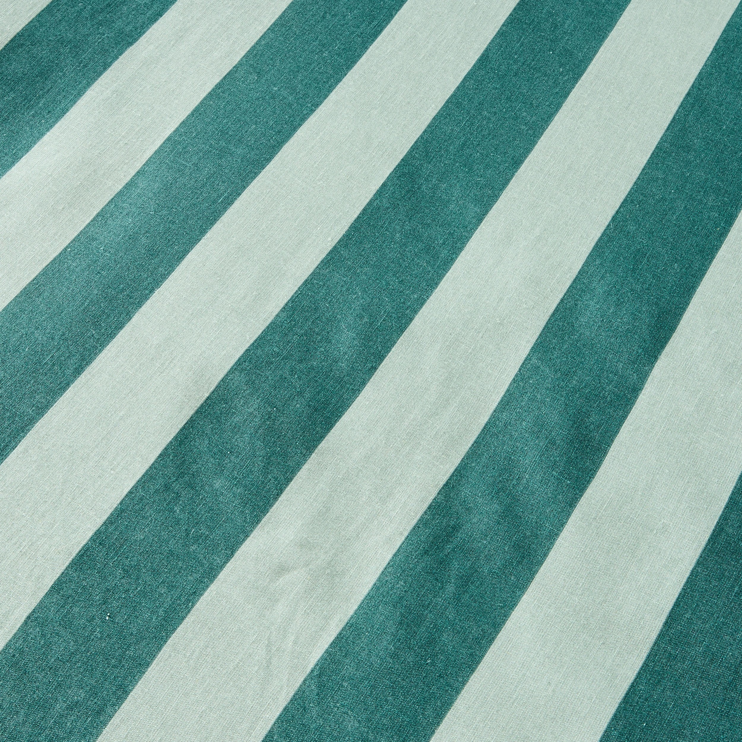 7 Striped Cotton Linen Reversible Quilt Cover Set - Super King Bed, Green, 7 of 8