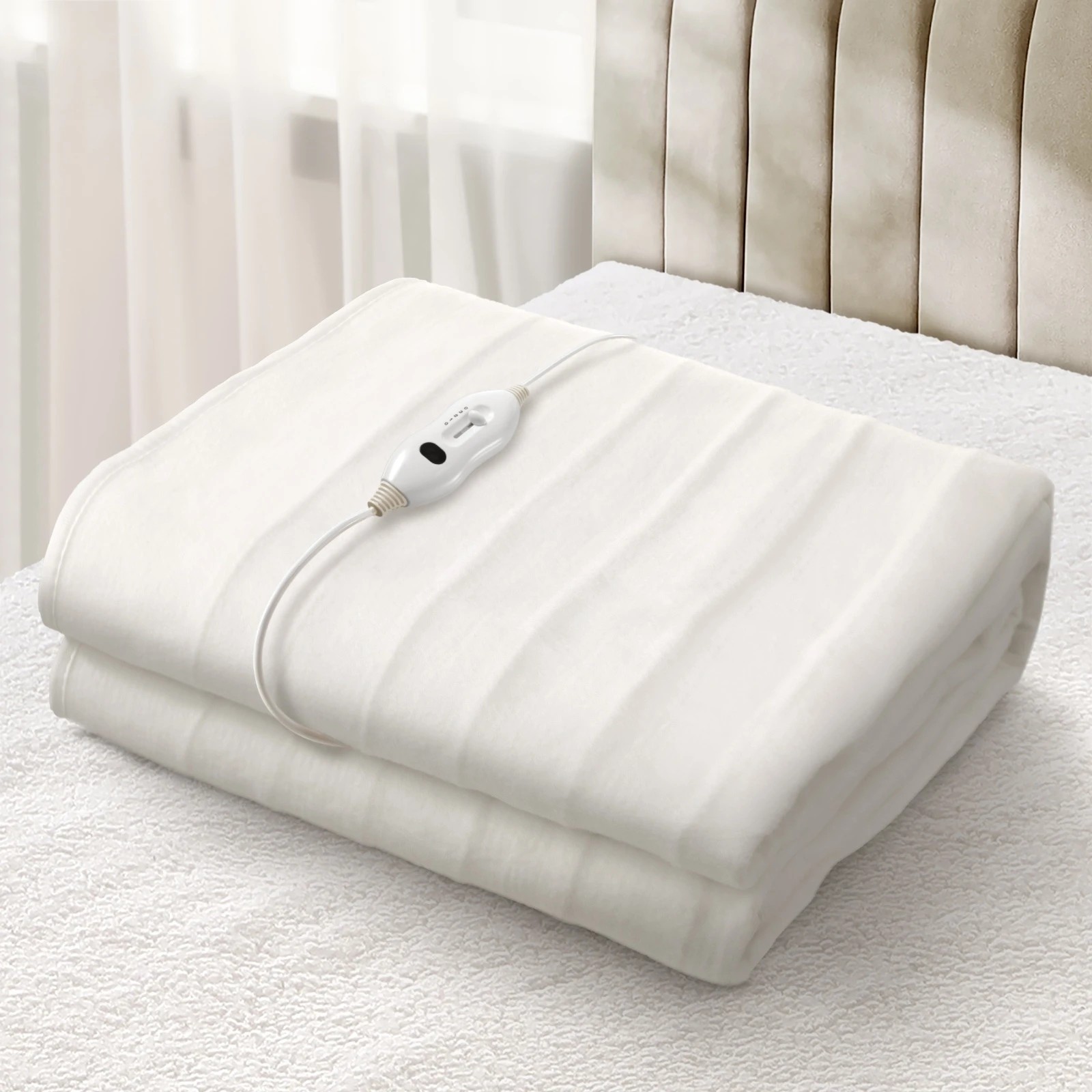 1 Bedra Bedding Electric Blanket Fully Fitted Polyester Heated Underlay King Single - King Single Bed - White, 1 of 10