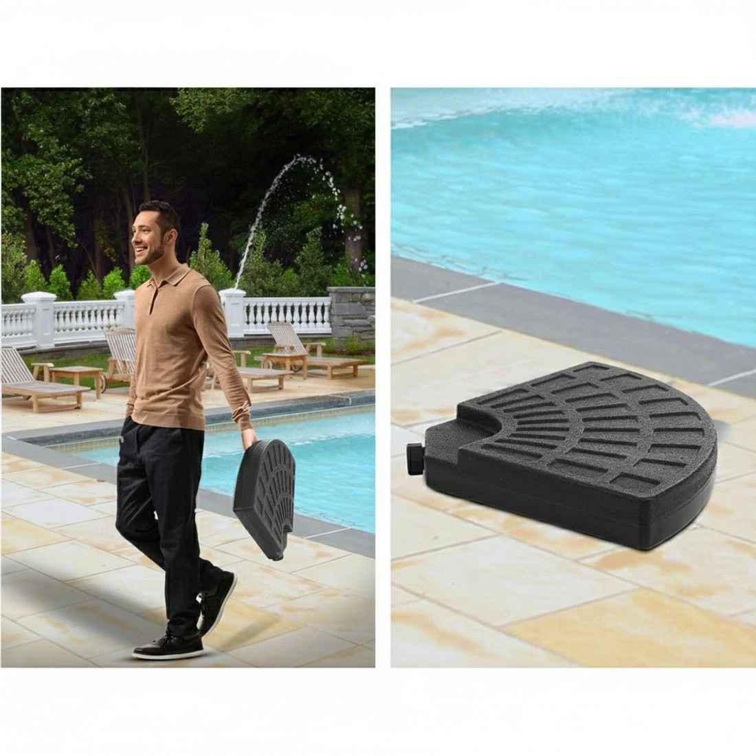 6 Instahut 3m Outdoor Umbrella w/Base Cantilever Garden Patio Beach - Black, 6 of 6