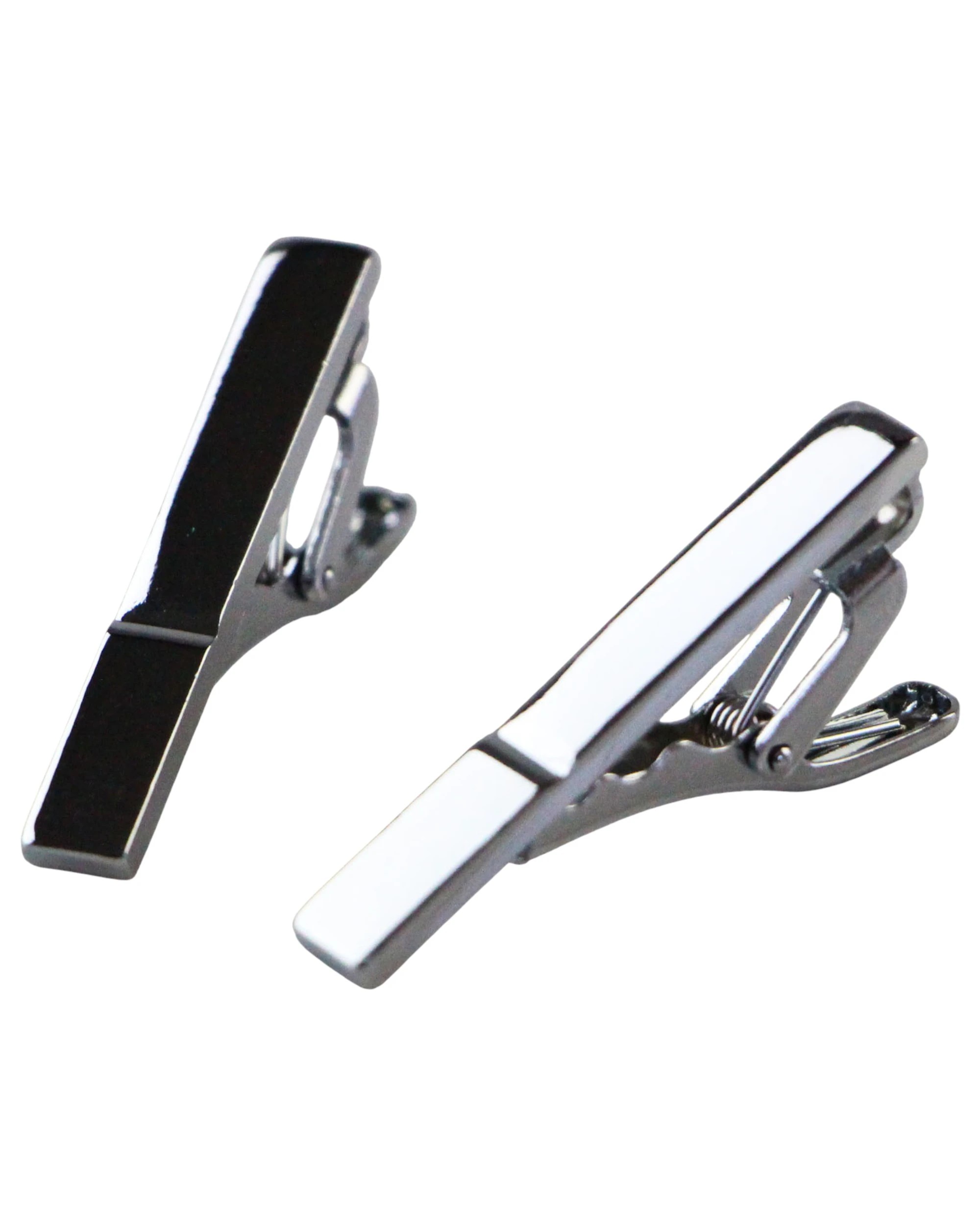 1 Zasel Mens One Line Pattern Tie Clip Clasp - Silver, 1 of 3