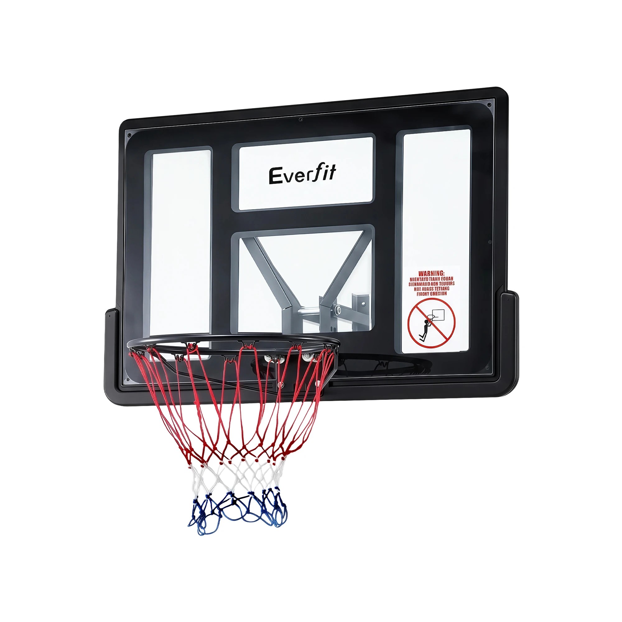 1 Everfit 43-Inch Wall Mount Kids Basketball Hoop, Breakaway Rim & Nylon Net, Indoor Outdoor - Black, 1 of 7