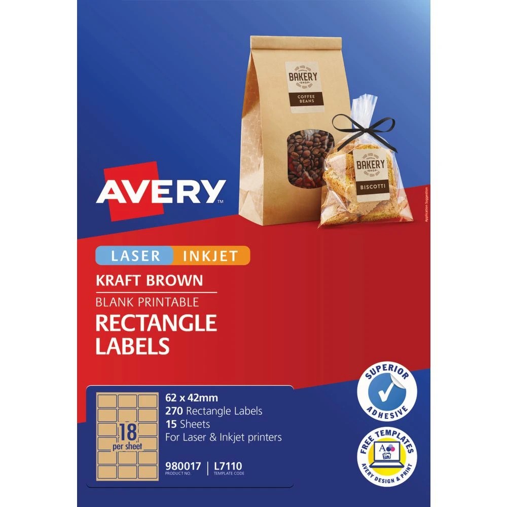 2 Avery 18UP Rectangle Labels Kraft Brown 15 Sheets, 2 of 6