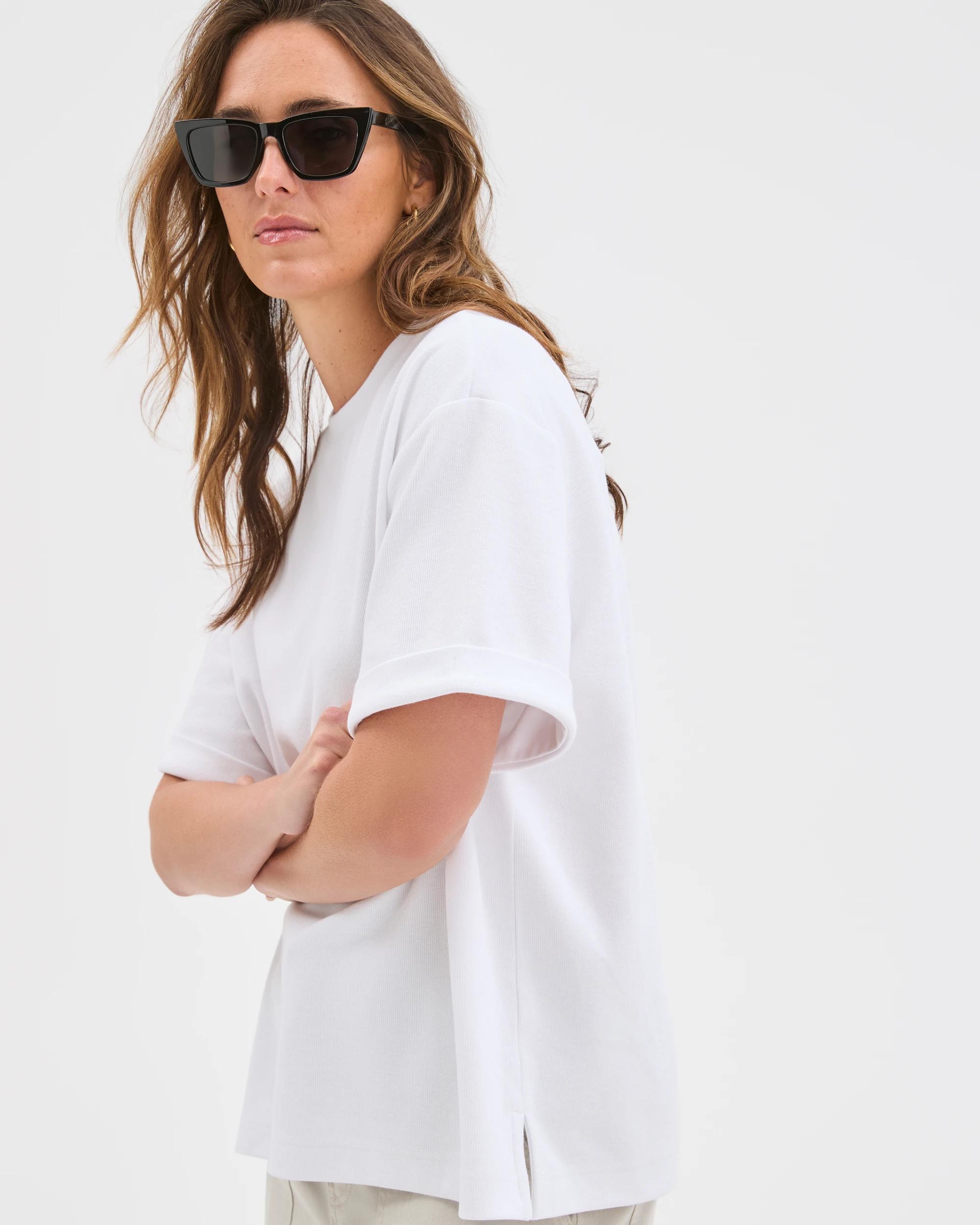 4 Target Woman Turnback Cuff Boxy Rib T-Shirt WHITE, 4 of 6