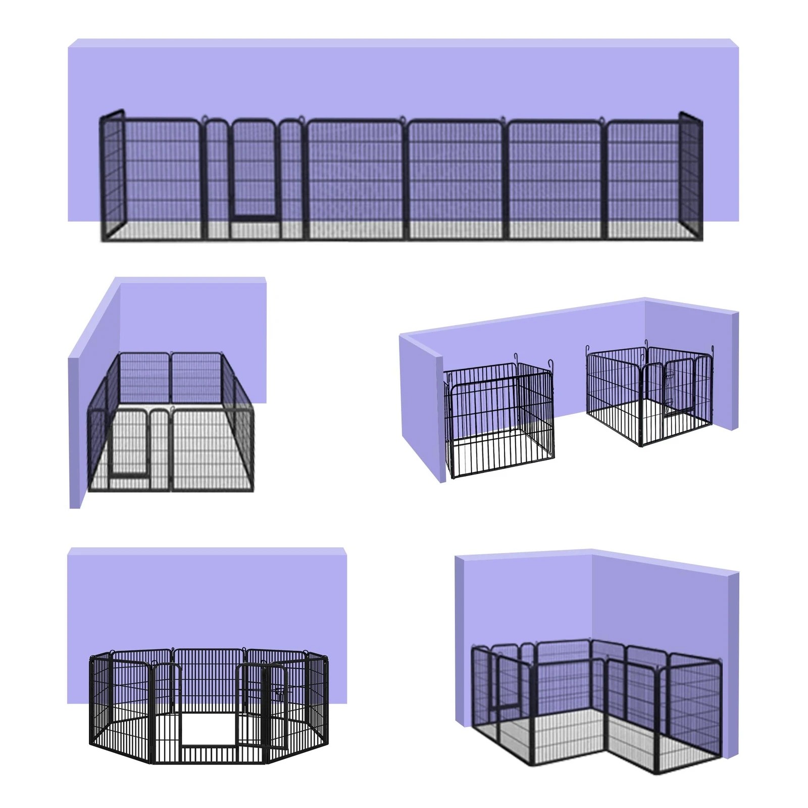 4 Beastie Dog Playpen Pet Enclosure Cage 8 Panel Metal Puppy Fence Exercise 24" - Black, 4 of 7