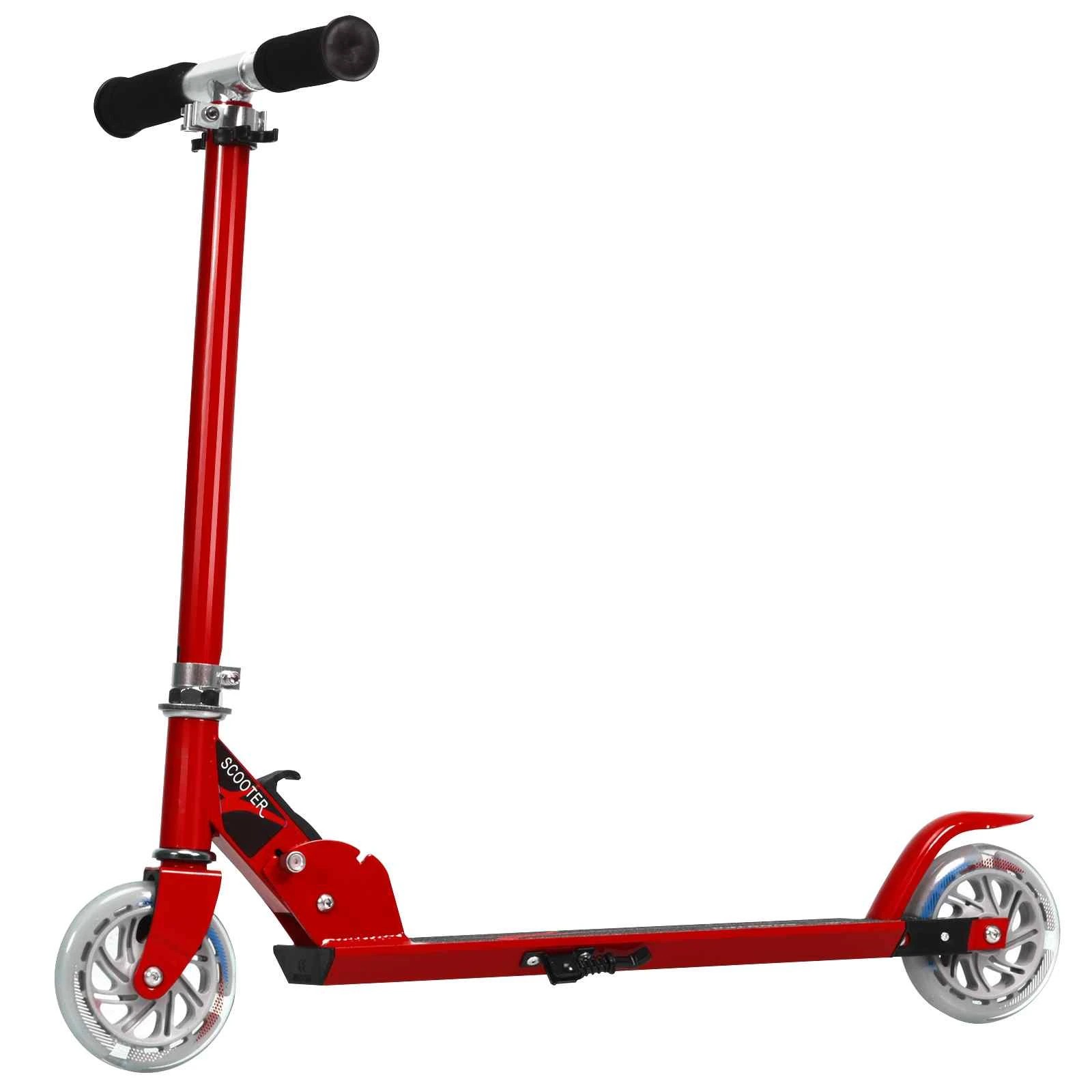 1 Costway Folding Kids Kick Scooter w/LED Wheels Height Adjustable Ride on Toy - Red, 1 of 3