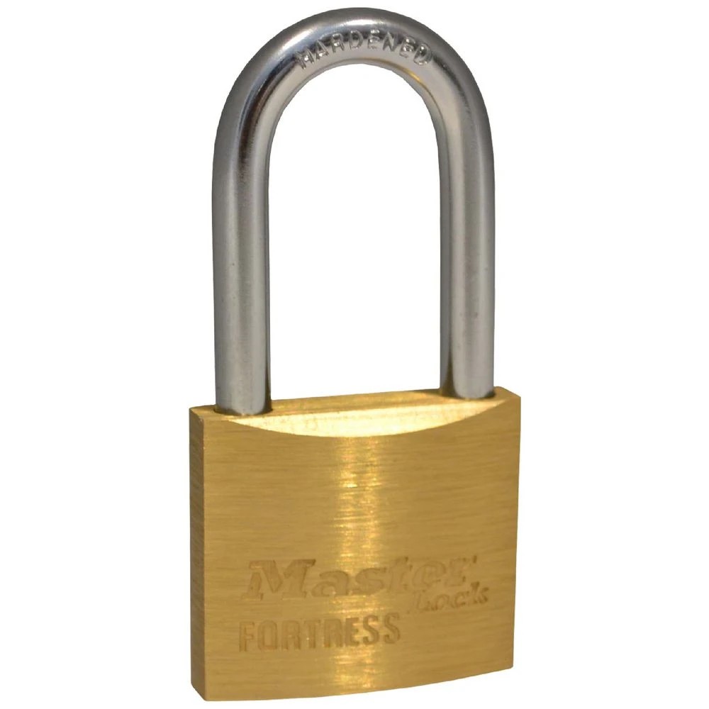 1 Master Lock Fortress 40mm Brass Long Shackle Padlock, 1 of 2