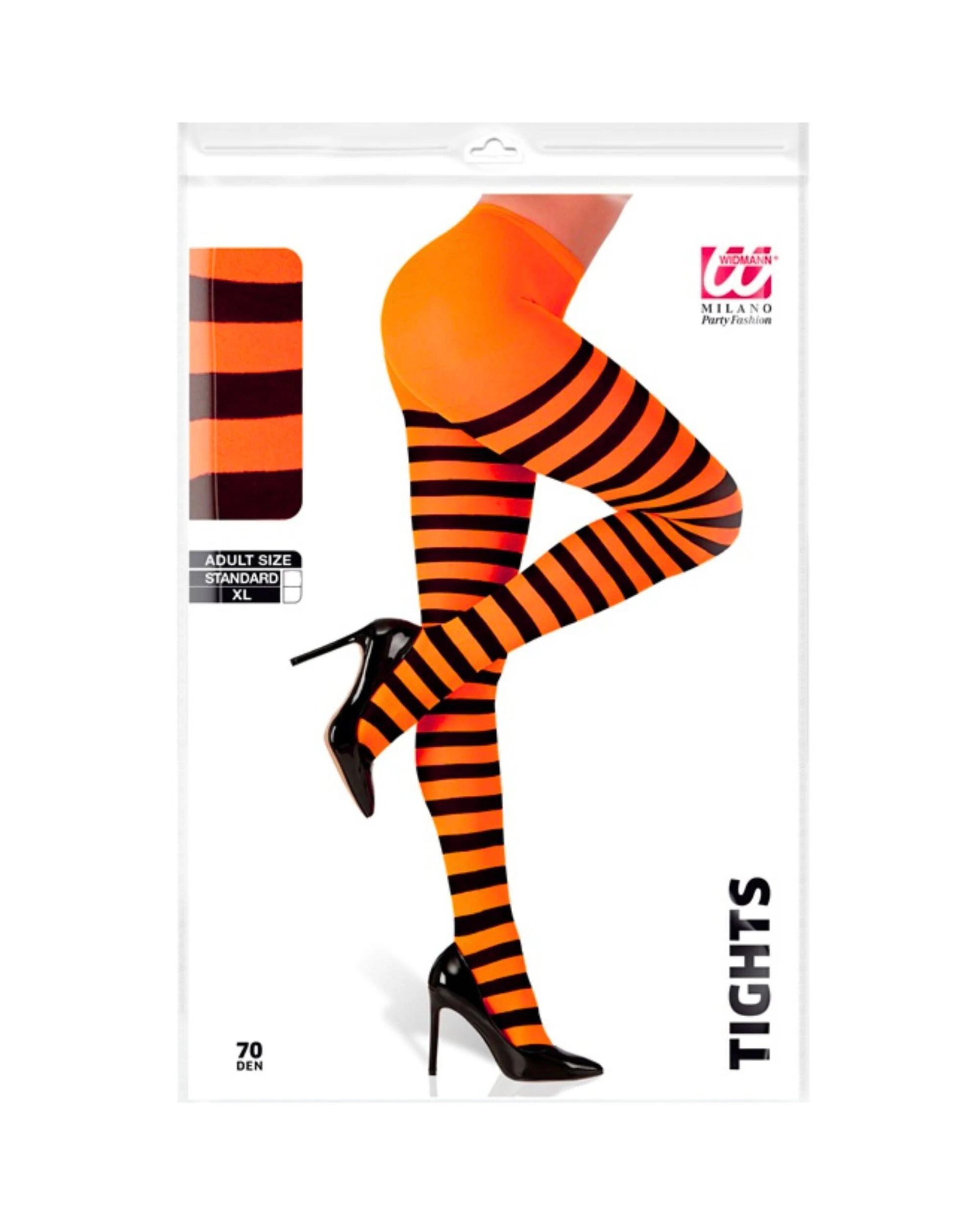 3 Widann Adult Striped Stockings ORANGE, 3 of 3