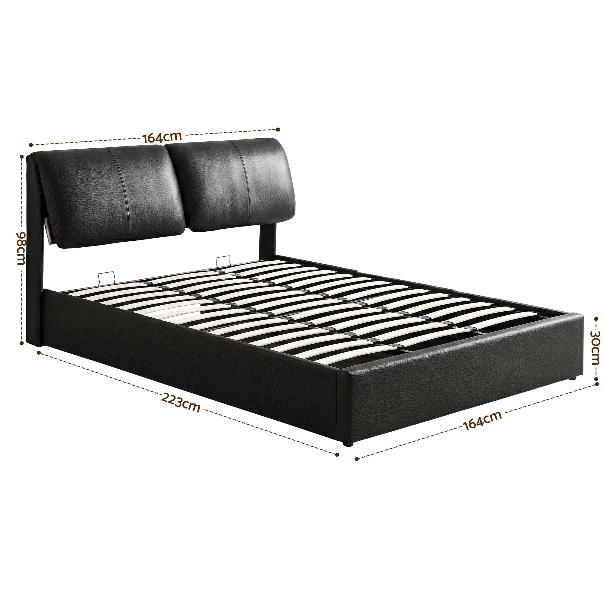 8 Artiss Queen Bed Frame Gas Lift Storage 3 Drawers Adjustable Headboard Platform Bed - Black, 8 of 9