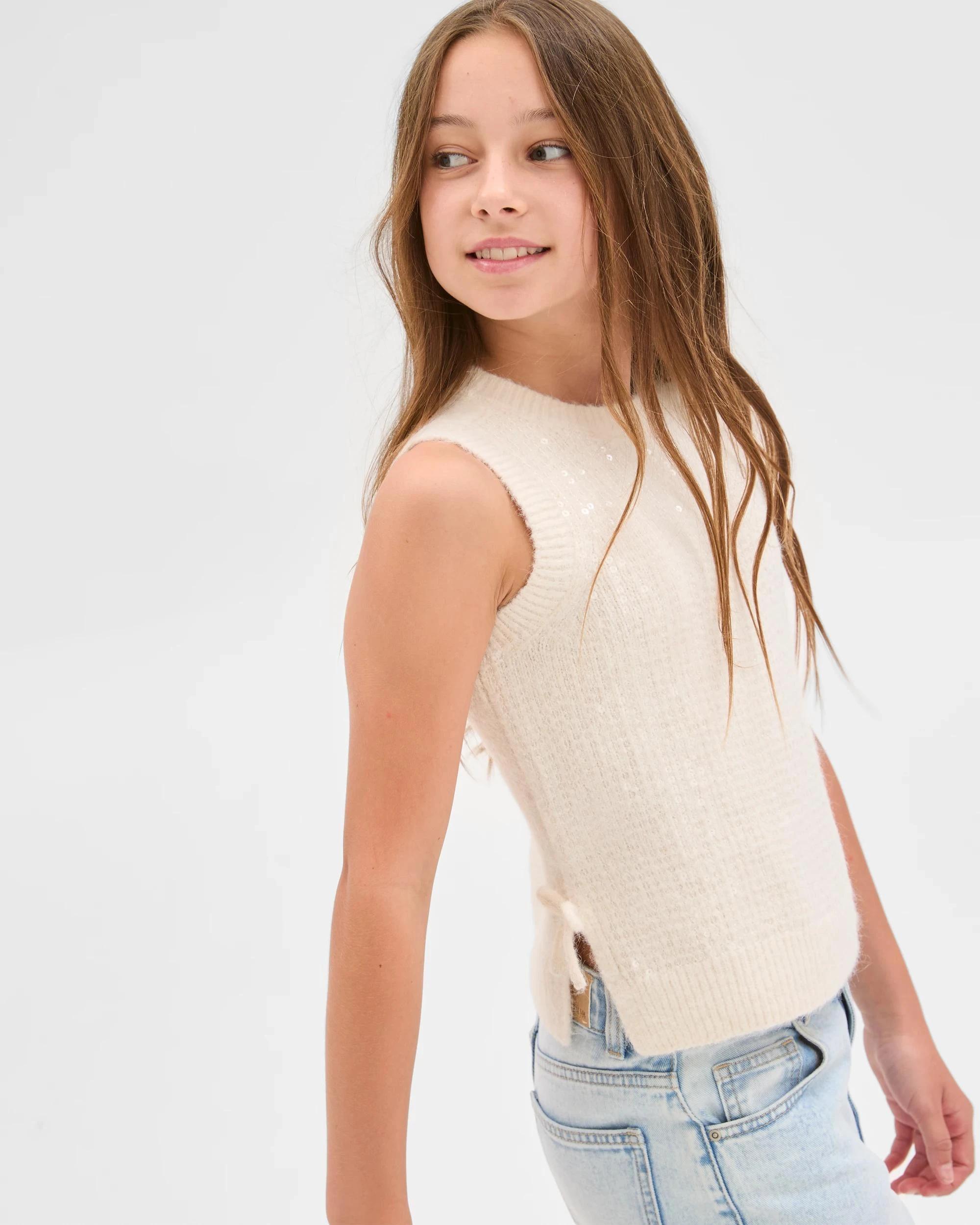 1 Target Kids Knit Sequin Vest CLOUD DANCER, 1 of 10