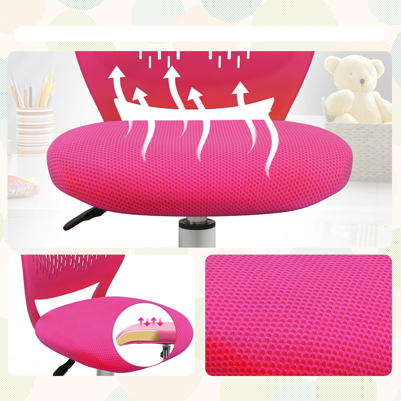 5 Costway Swivel Chair Teens Desk Chair w/Adjustable Height, 5 of 5