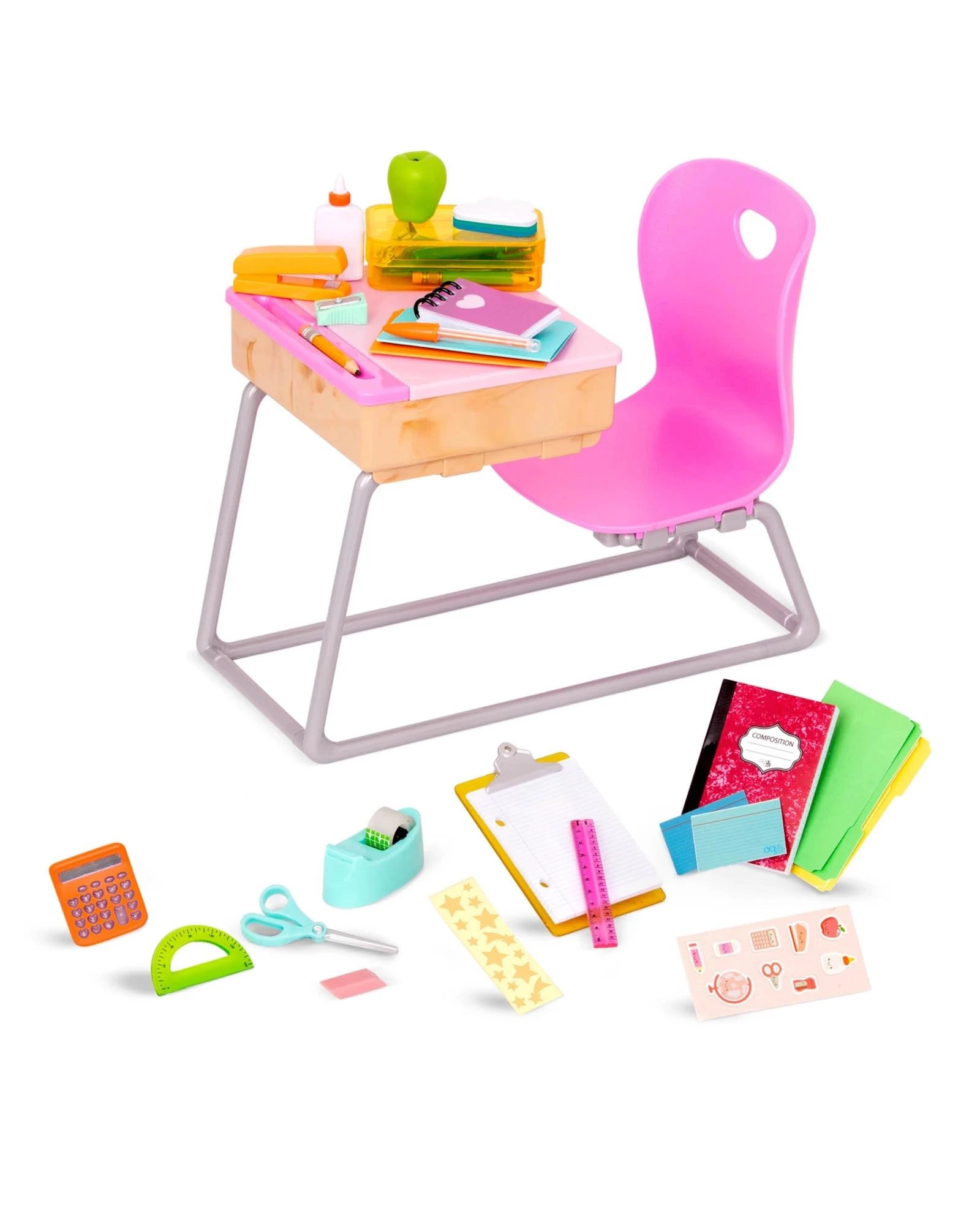 4 Our Generation Flying Colours School Desk & Supplies Set for 18-inch Dolls - Multi, 4 of 7