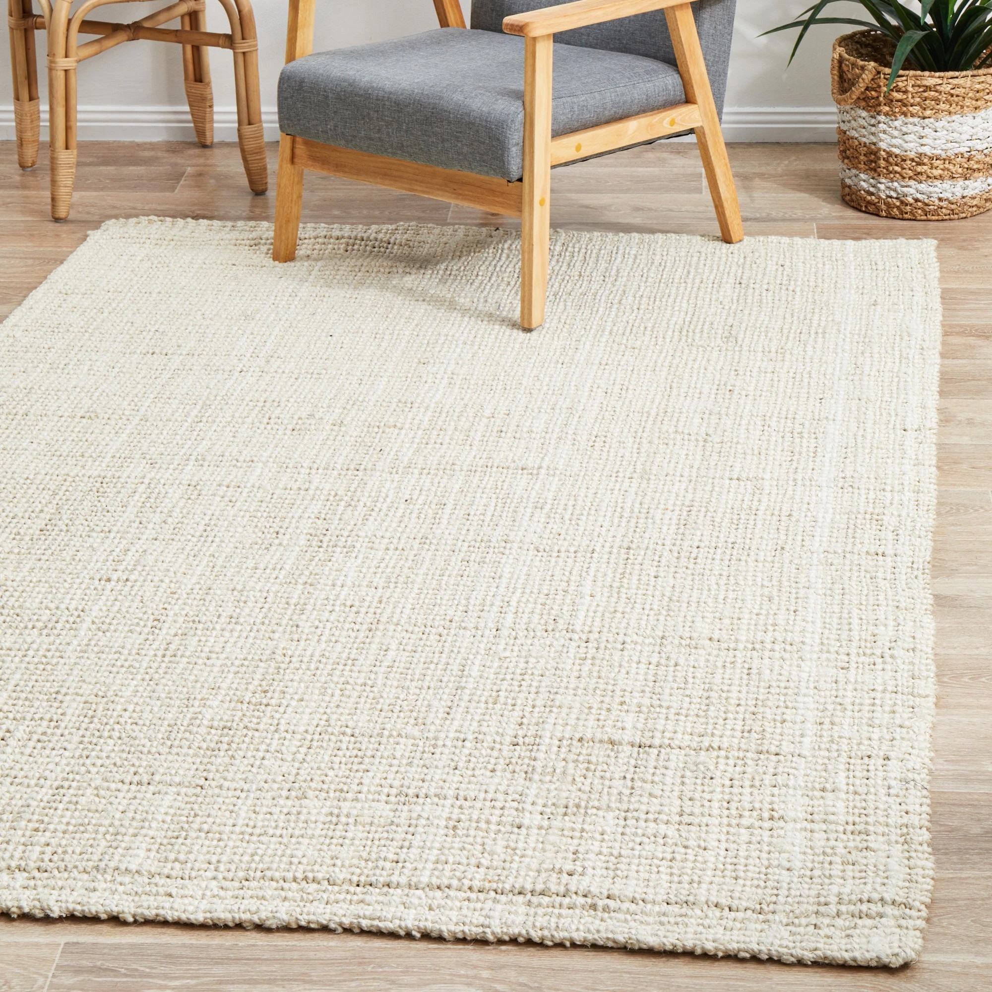 4 Common Ground Rugs Solace Barker 270x180cm - Large Jute Rug - White, 4 of 8