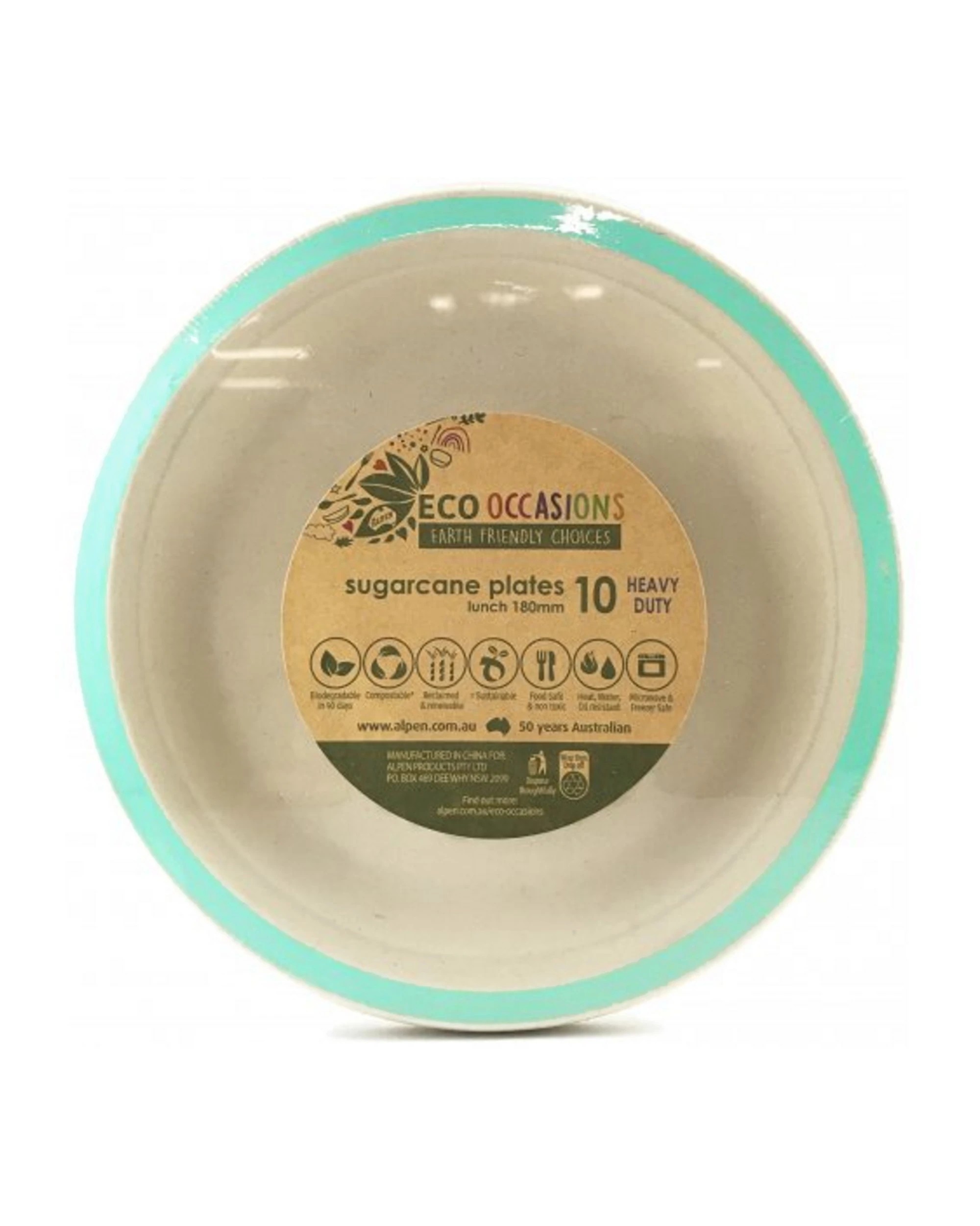 2 Alpen Mint Rim Sugar Cane Small Plates Pack of 10 - Green, 2 of 3