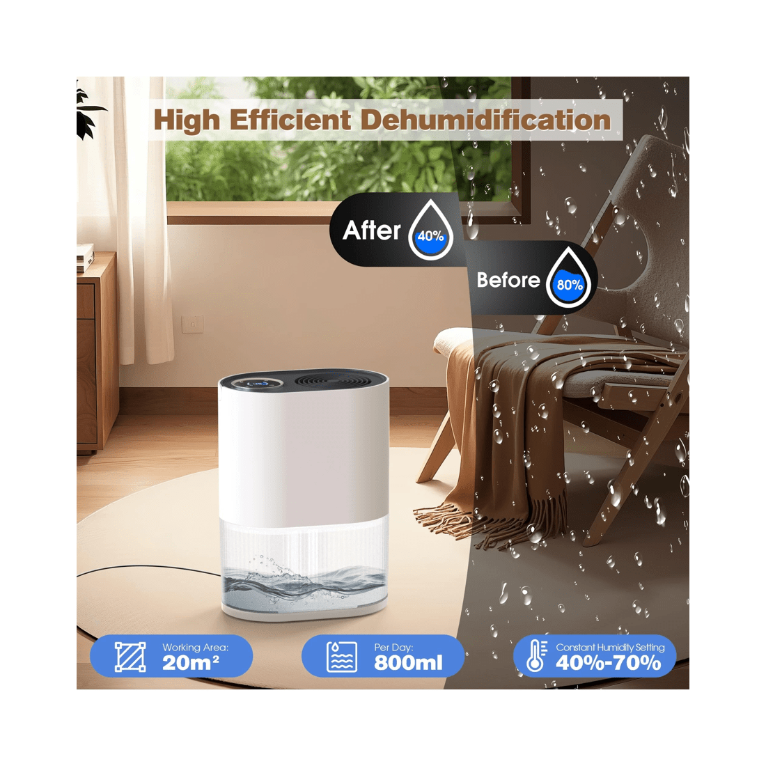 3 Advwin Air Dehumidifiers 2000ml Water Tank, 3 of 7