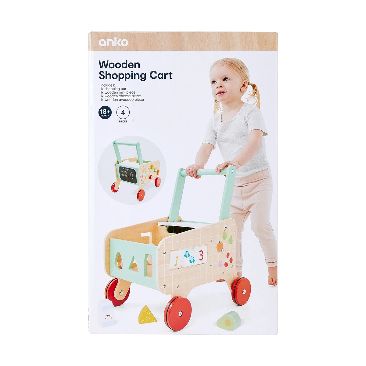 10 4 Piece Wooden Shopping Cart Playset, 10 of 10