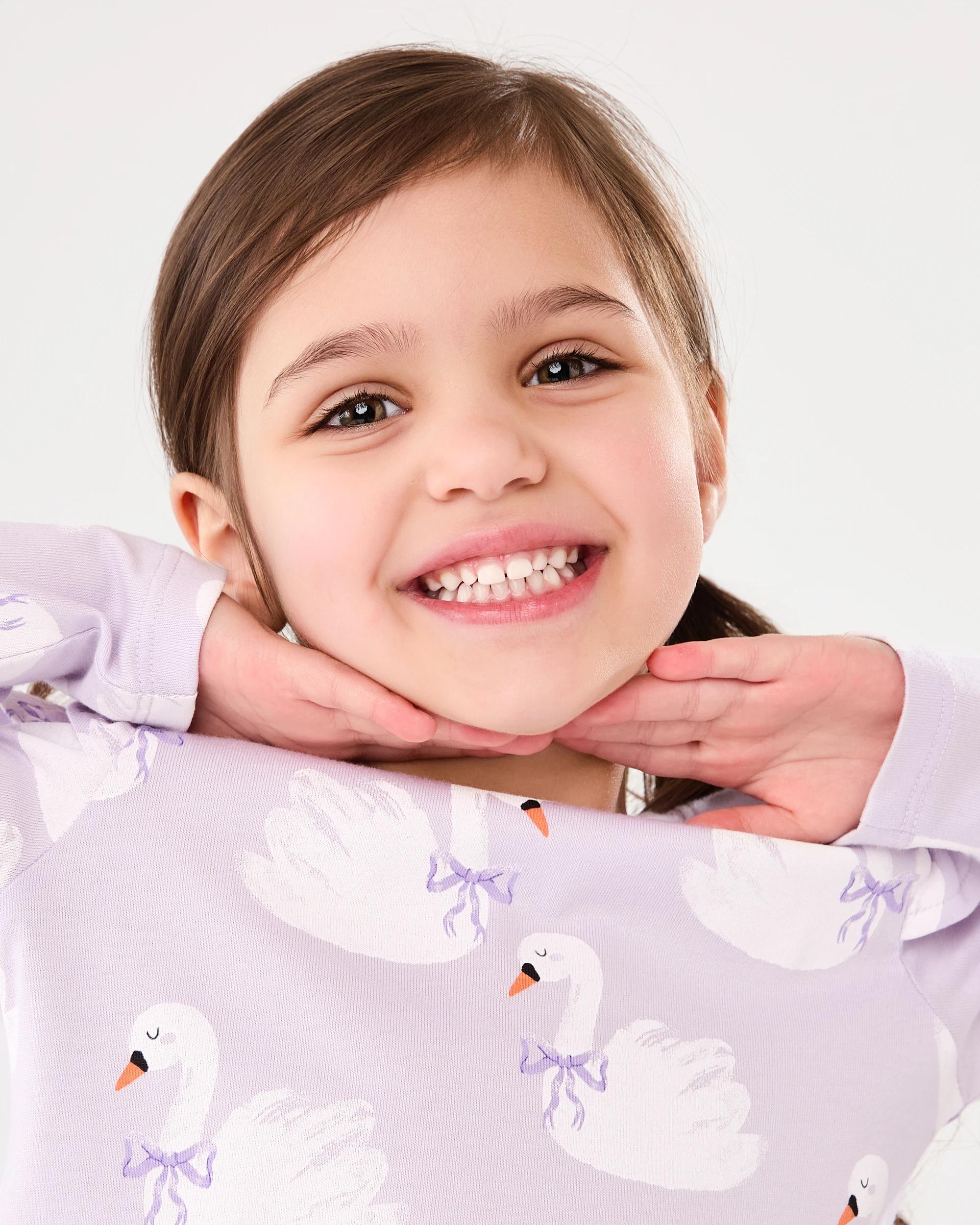 3 Long Sleeve Jersey Dress Prpl Swans, 3 of 9