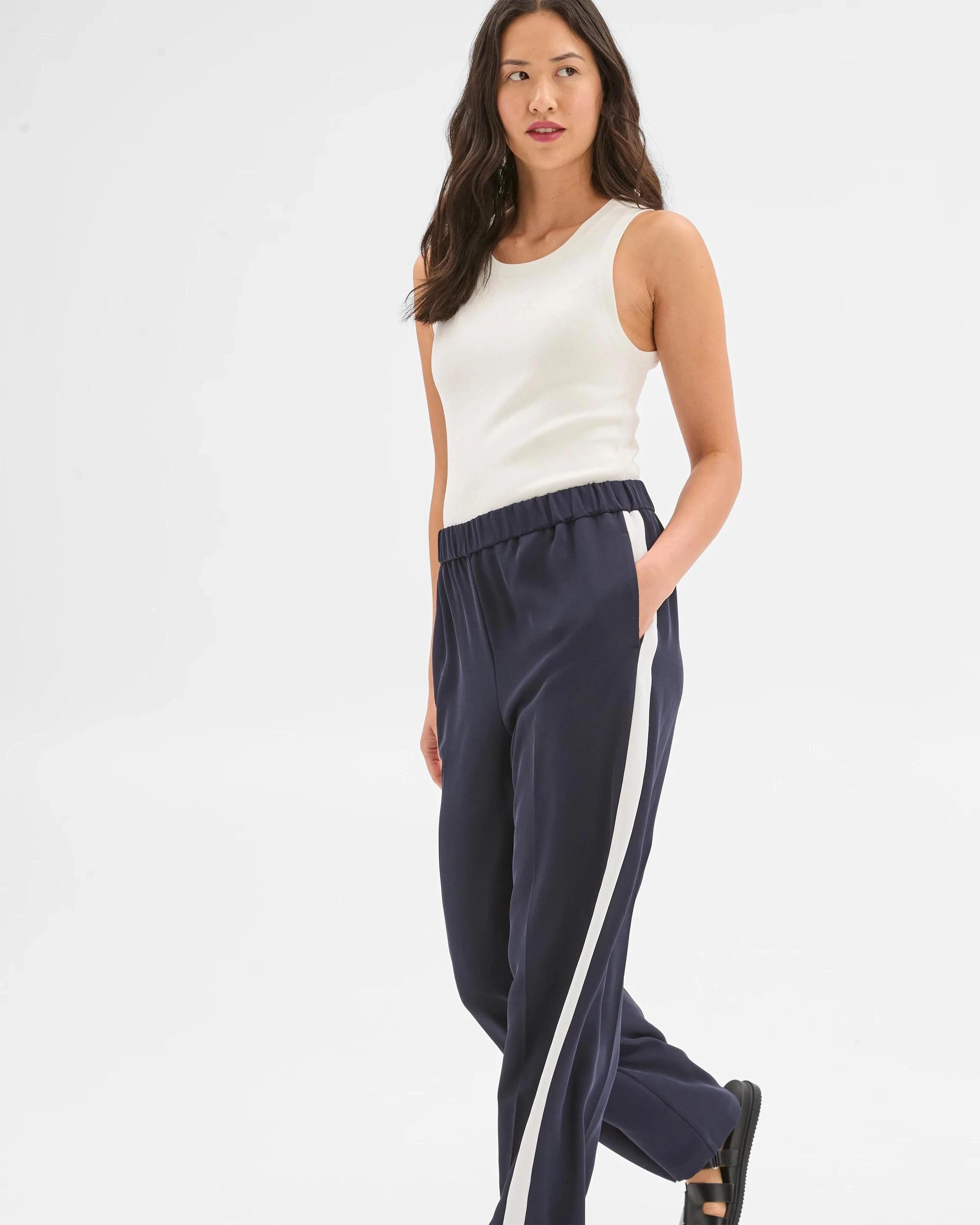 2 Relaxed Side Stripe Wide Leg Pants - Preview NAVY BLUE, 2 of 6