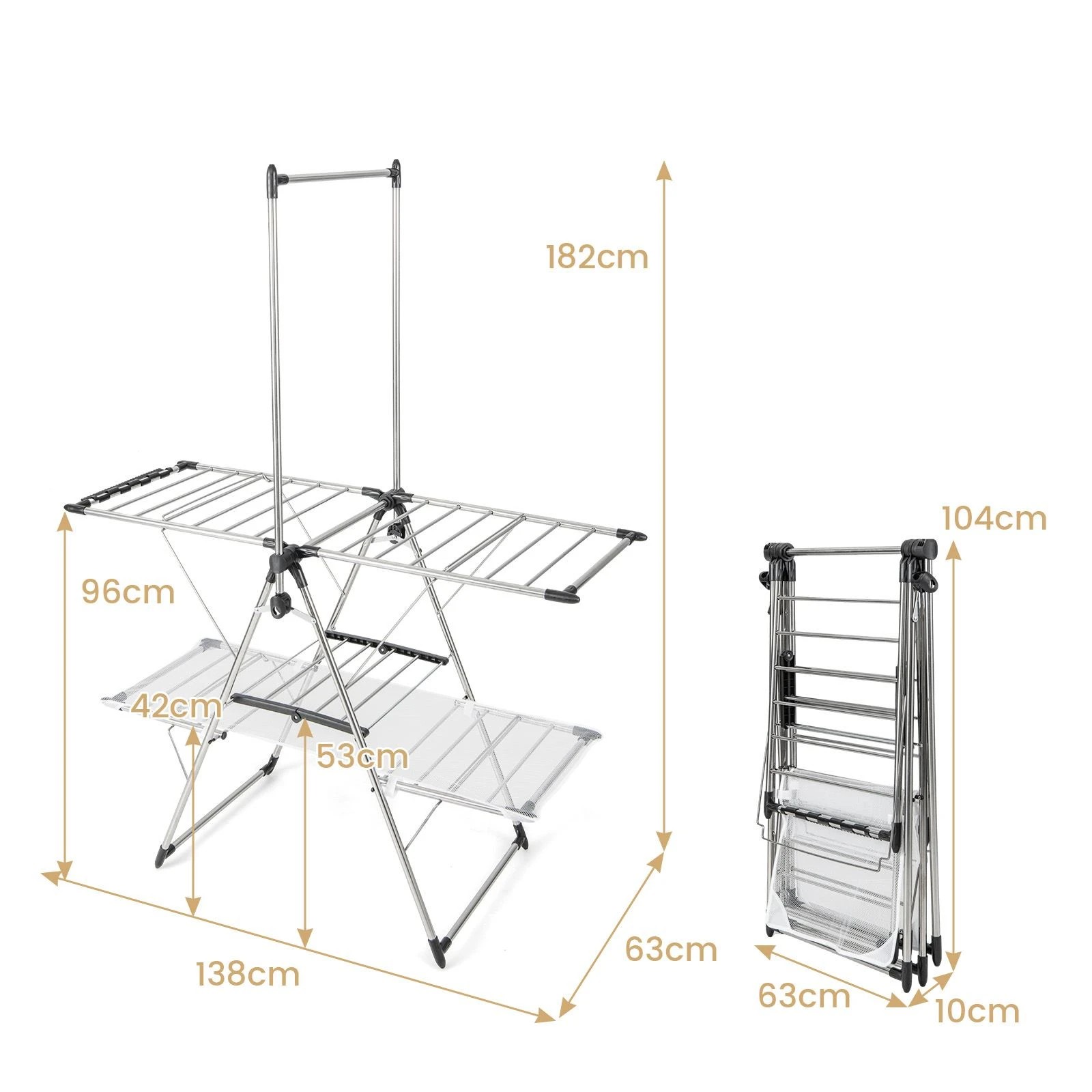 3 Costway 2-Tier Laundry Drying Rack Clothes Airer Height Adjustable, 3 of 3