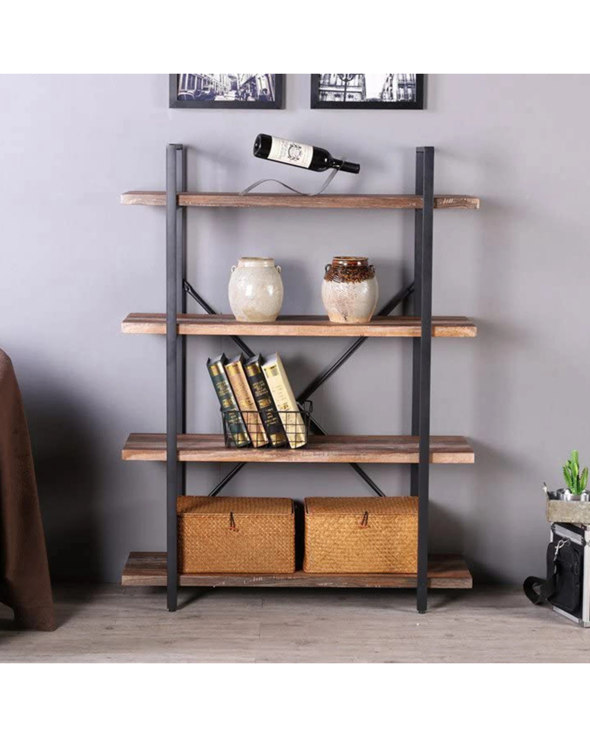 5 IHOMDEC 4 Tier Bookshelf - Brown, 5 of 6