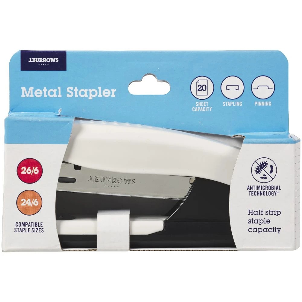 3 J.Burrows Antimicrobial Metal Half Strip Stapler White, 3 of 3